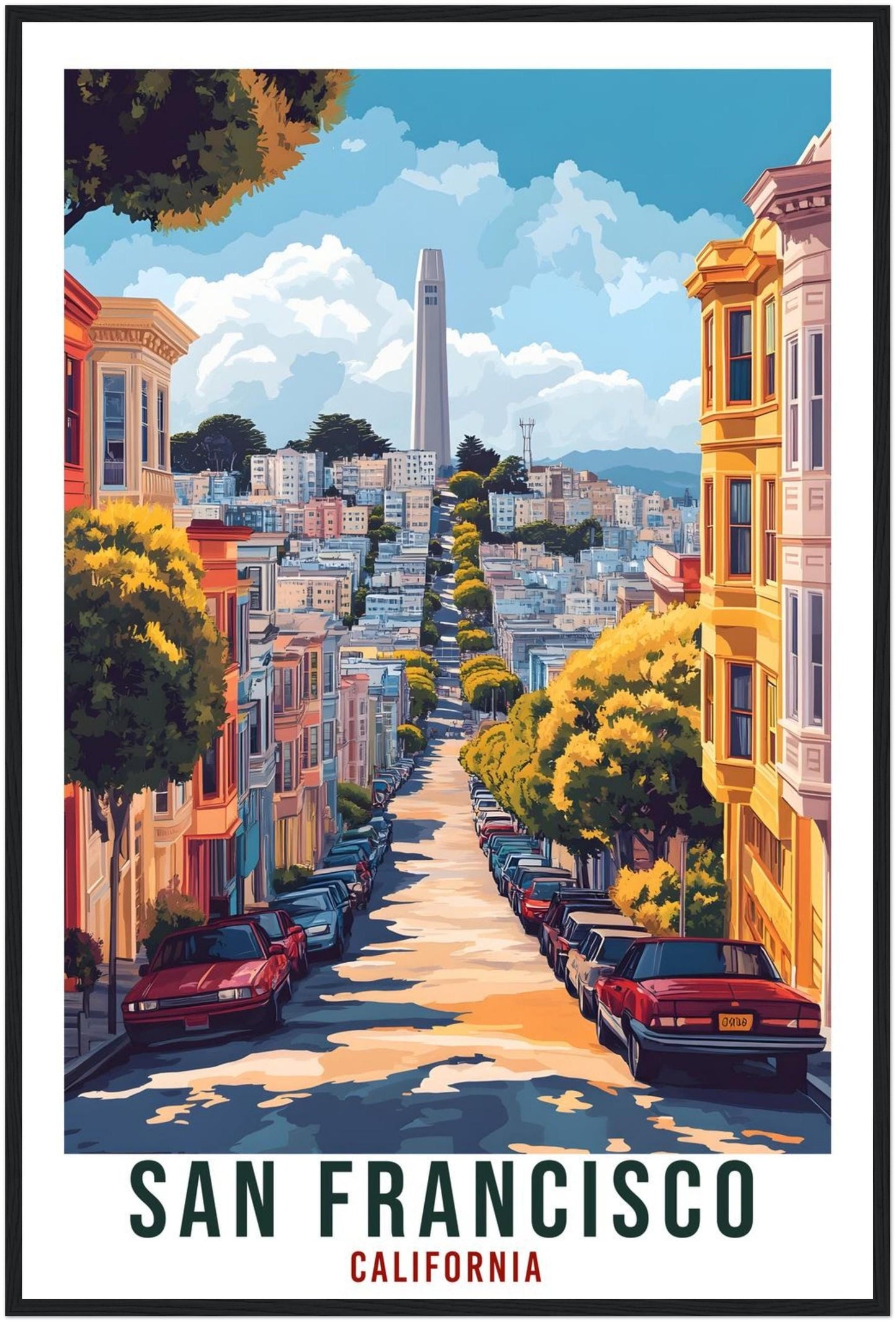 San Francisco Travel Print California Home Decor San Francisco Wall Art Gift Wall Hanging Art Lover United States Artwork Travel Poster Art
