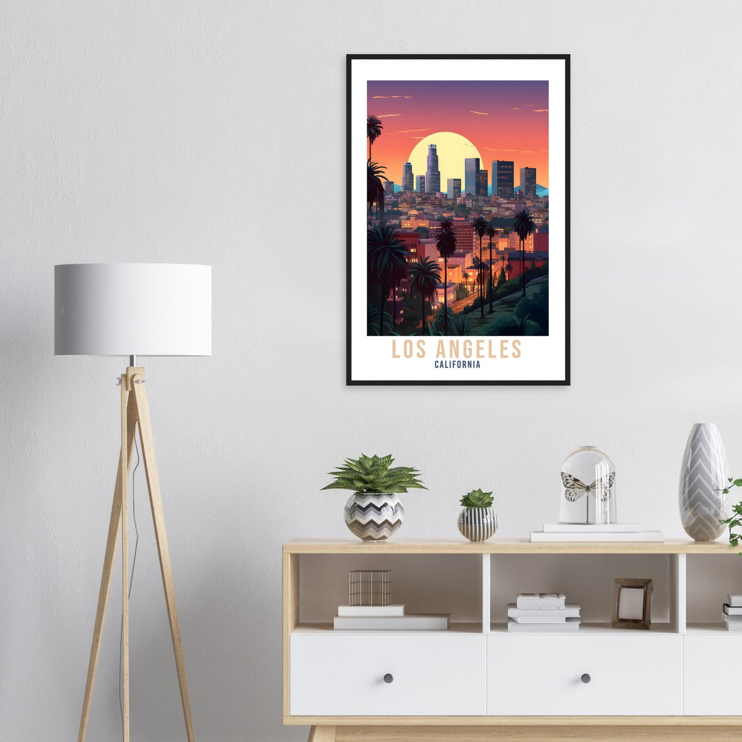 Los Angeles Sunset Travel Print Wall Art Los Angeles Wall Hanging LA Cityscape Los Angeles Gift Art Lovers California Art Lover LA Art Gift