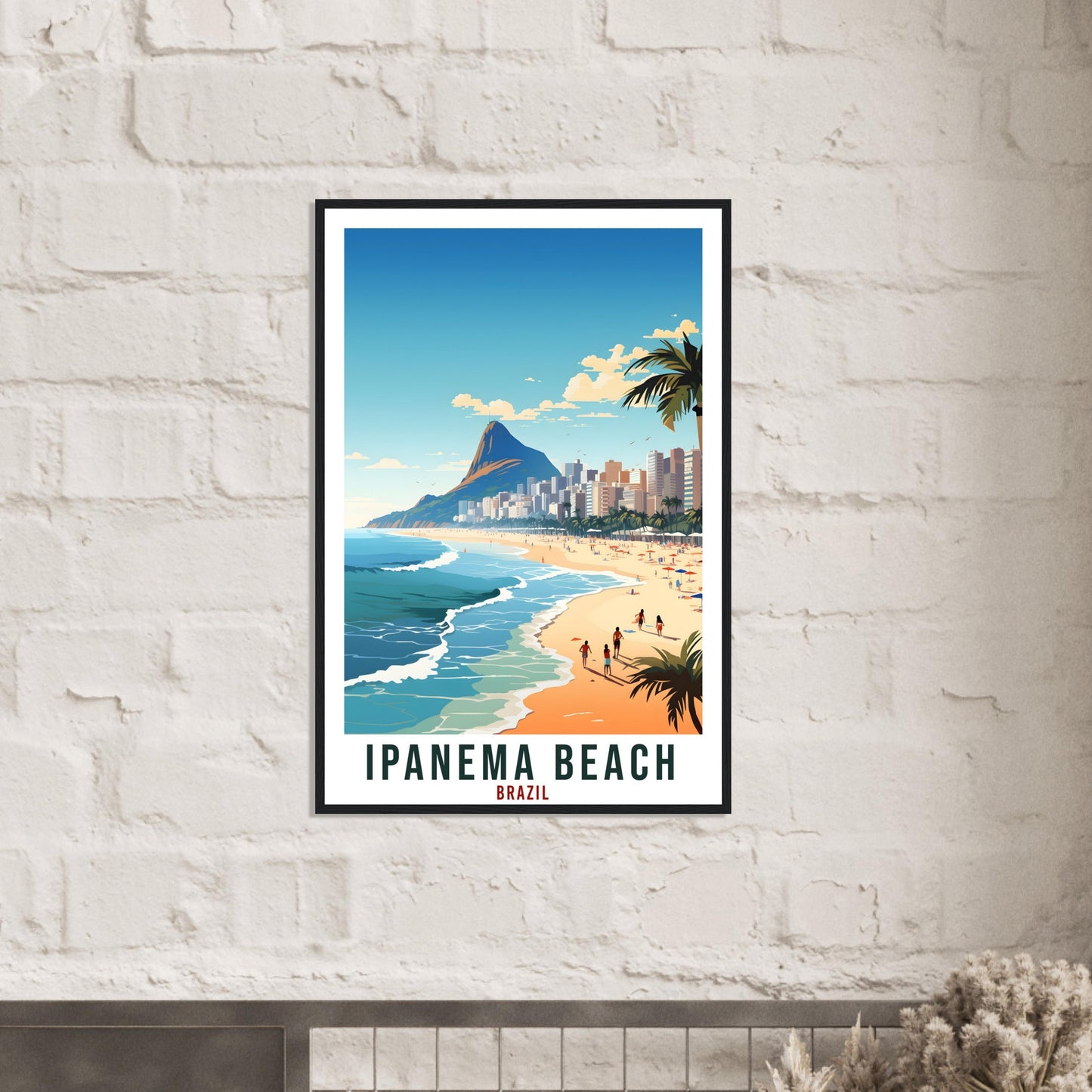Ipanema Beach Travel Print Wall Art Ipanema Brazil Wall Hanging Artwork Ipanema Art Gifts Ipanema Beach Travel Poster Brazil Art Lovers Gift