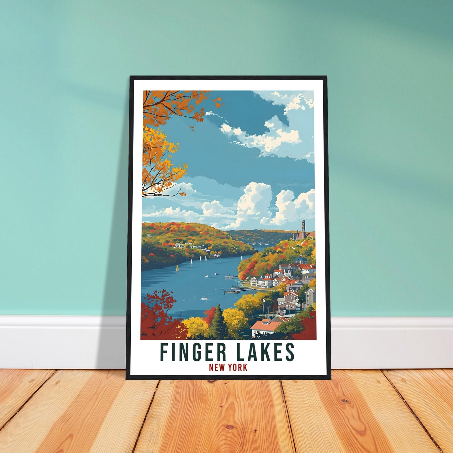 Finger Lakes Travel Poster New York Home Decoration USA Wall Art Gift Wall Hanging Art Lover New York Artwork The Finger Lakes Travel Print
