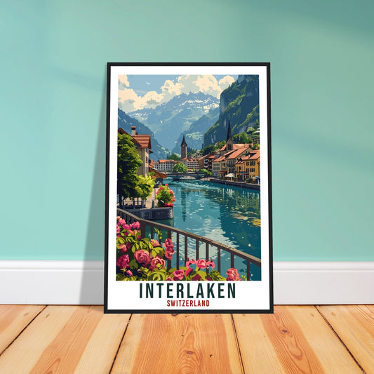 Interlaken Travel Print Swiss Wall Art Wall Hanging Home Living Décor Interlaken Gift Art Lover Switzerland Artwork Gift Swiss Travel Poster