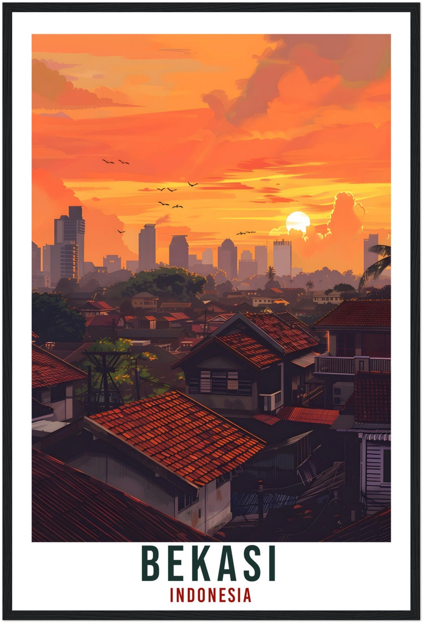 Bekasi Travel Print Bali Wall Art Indonesia Wall Hanging Home Décor Bekasi Gift Landmark Artwork Travel Art Indonesia Bekasi Travel Poster