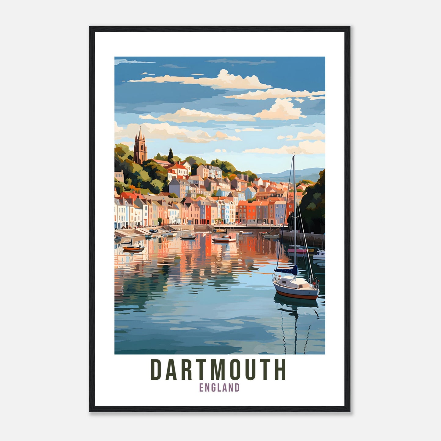 Dartmouth Travel Print Home Decor Dartmouth Devon English Coastal Art Dartmouth Artwork Gift Dartmouth Travel Poster Devon Travel Artwork