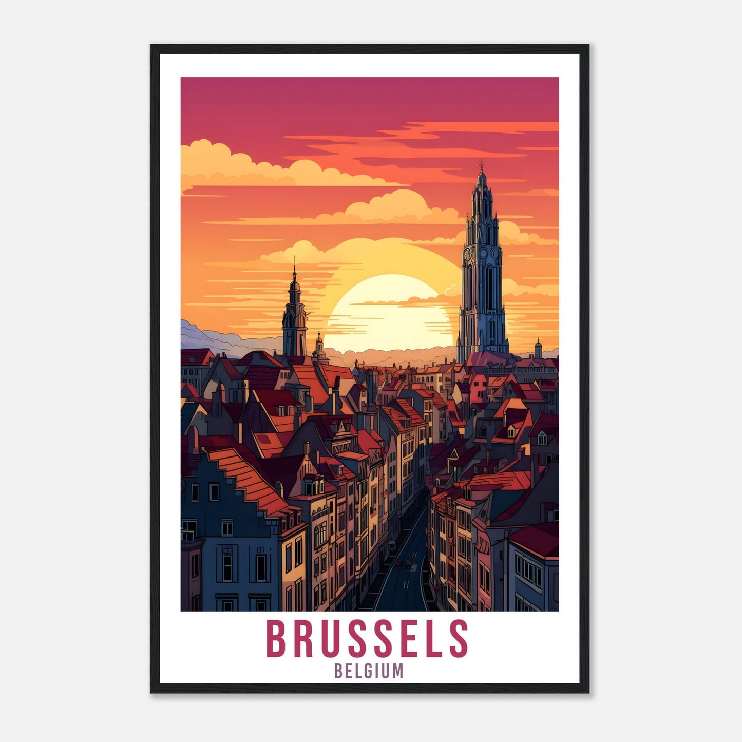 Brussels Travel Poster Wall Art Belgium Home Décor Artwork Wall Hanging Brussels Cityscape Art Gifts Brussels Travel Print Belgian Art Lover