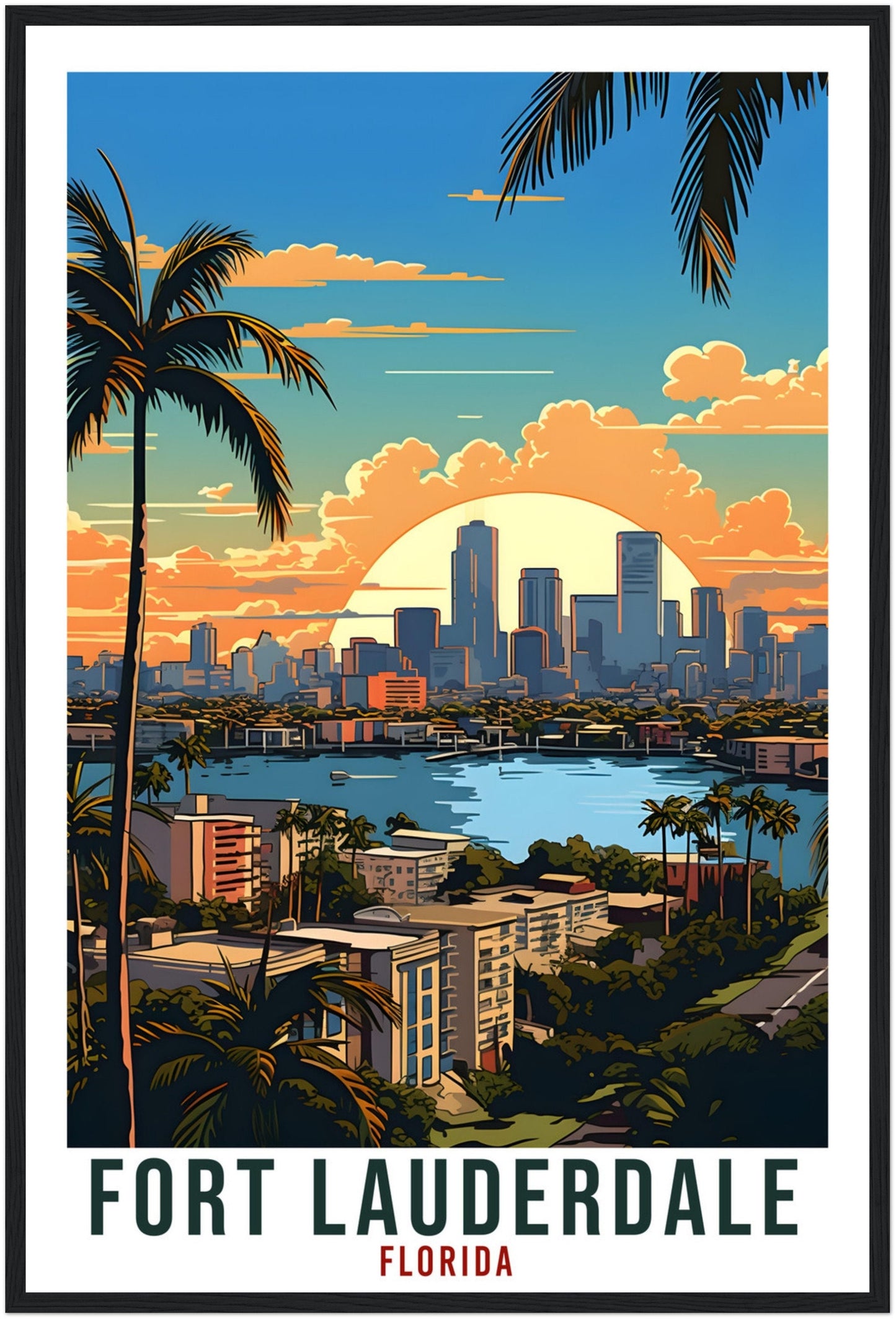 Fort Lauderdale Travel Print Florida Home Decoration USA Wall Art Gift Wall Hanging Art Lover Florida Artwork Fort Lauderdale Travel Poster