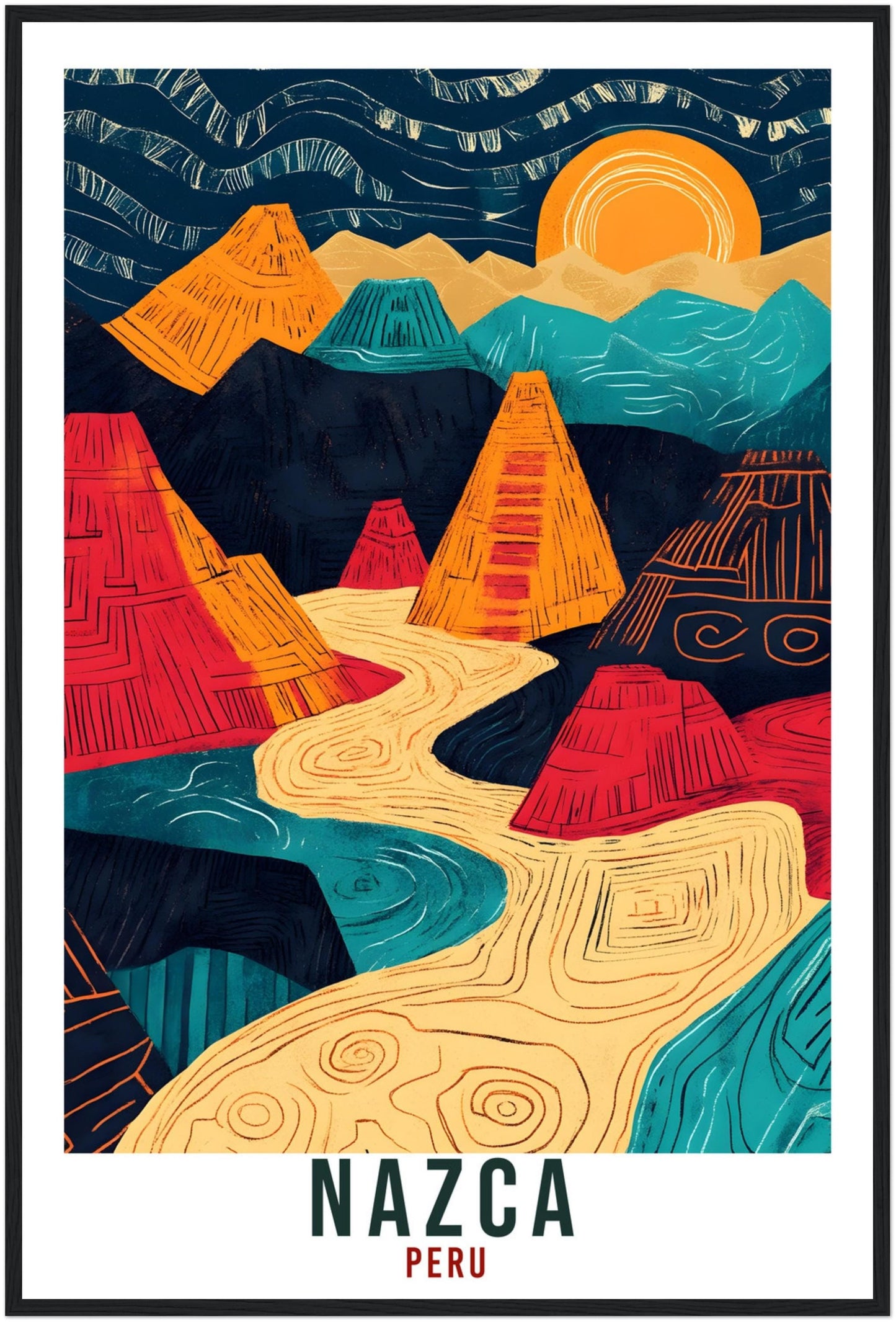 Nazca Travel Print Peru Home Decor Nazca Lines Wall Art Gift Wall Hanging Art Lover Nazca Peruvian Artwork Travel Poster Travel Art