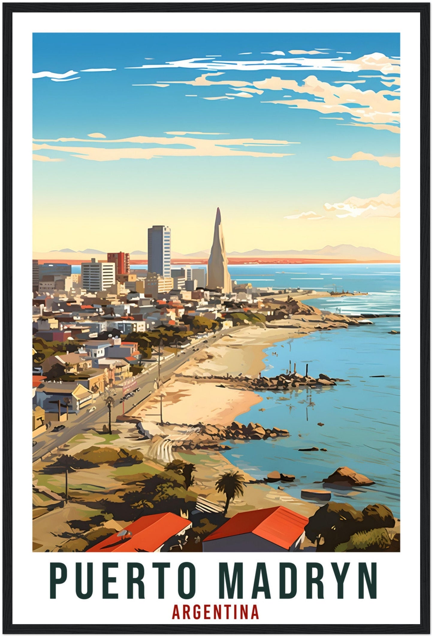 Puerto Madryn Travel Print Wall Art Puerto Madryn Argentina City Landscape Artwork Madryn Argentina Art Gift Madryn Travel Poster Home Decor
