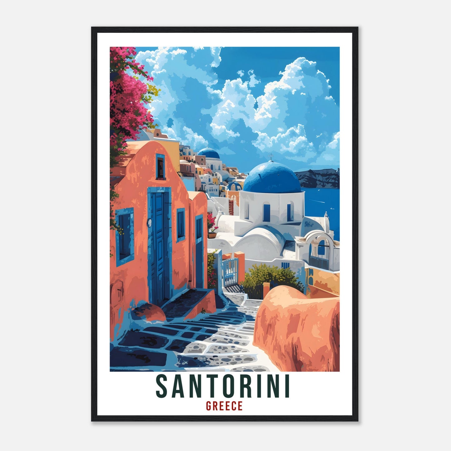 Santorini Travel Print Greece Home Decor Santorini Greek Island Wall Art Gift Wall Hanging Art Lover Greece Artwork Santorini Travel Poster