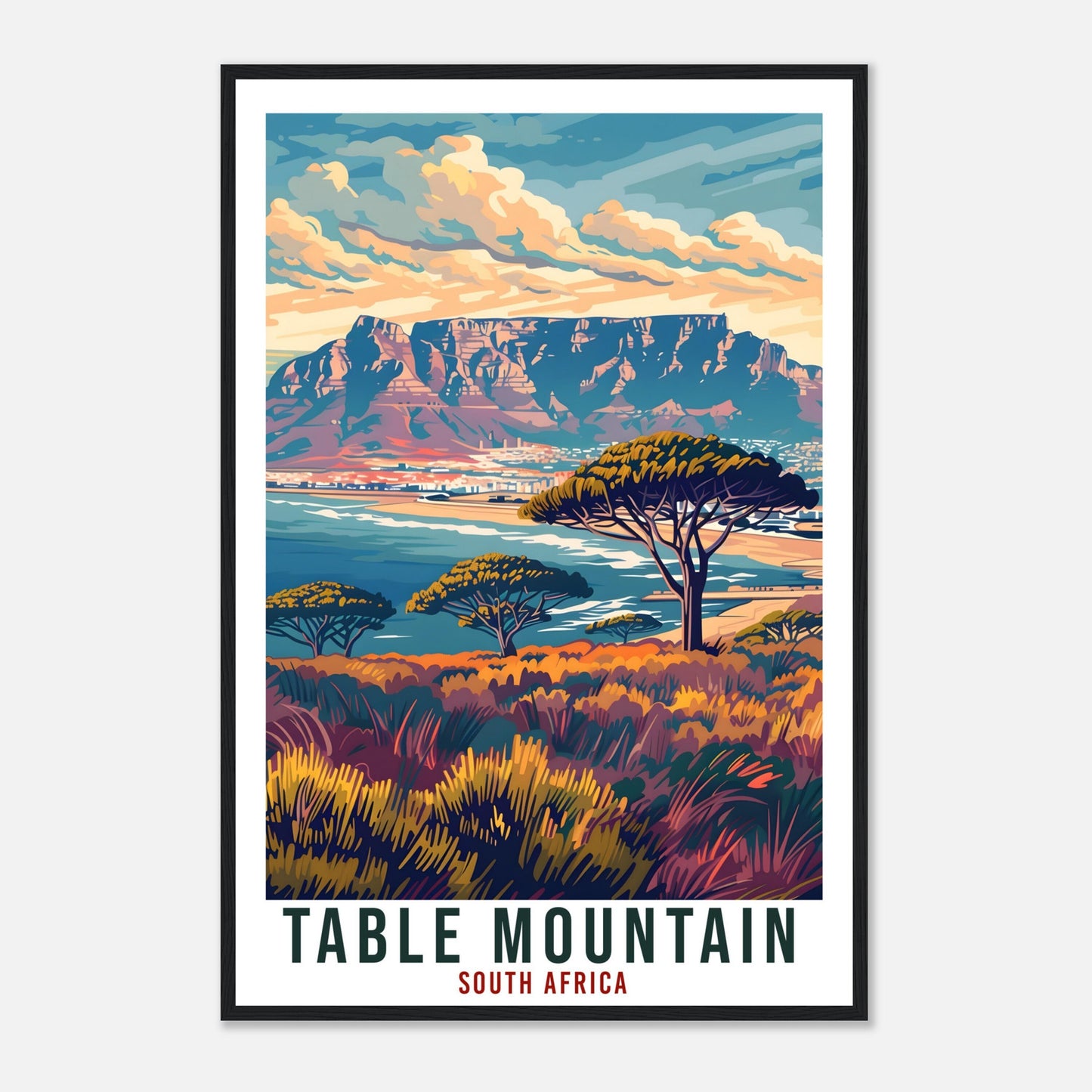 Table Mountain South Africa Travel Print Wall Art Wall Hanging Home Décor Table Mountain Art Lovers Artwork Gift Print South African Poster