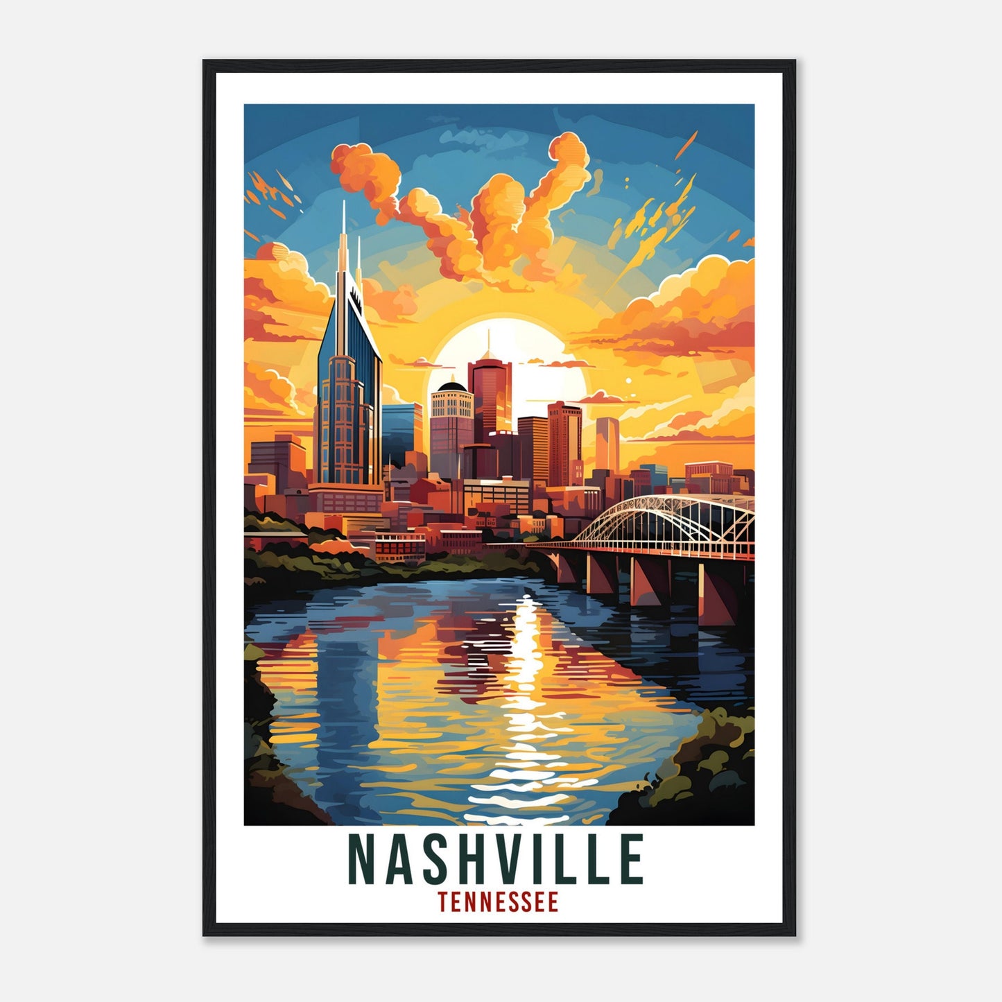 Nashville Travel Print Tennessee Home Decoration USA City Wall Art Gift Wall Hanging Art Lover Tennessee Artwork Nashville Travel Poster