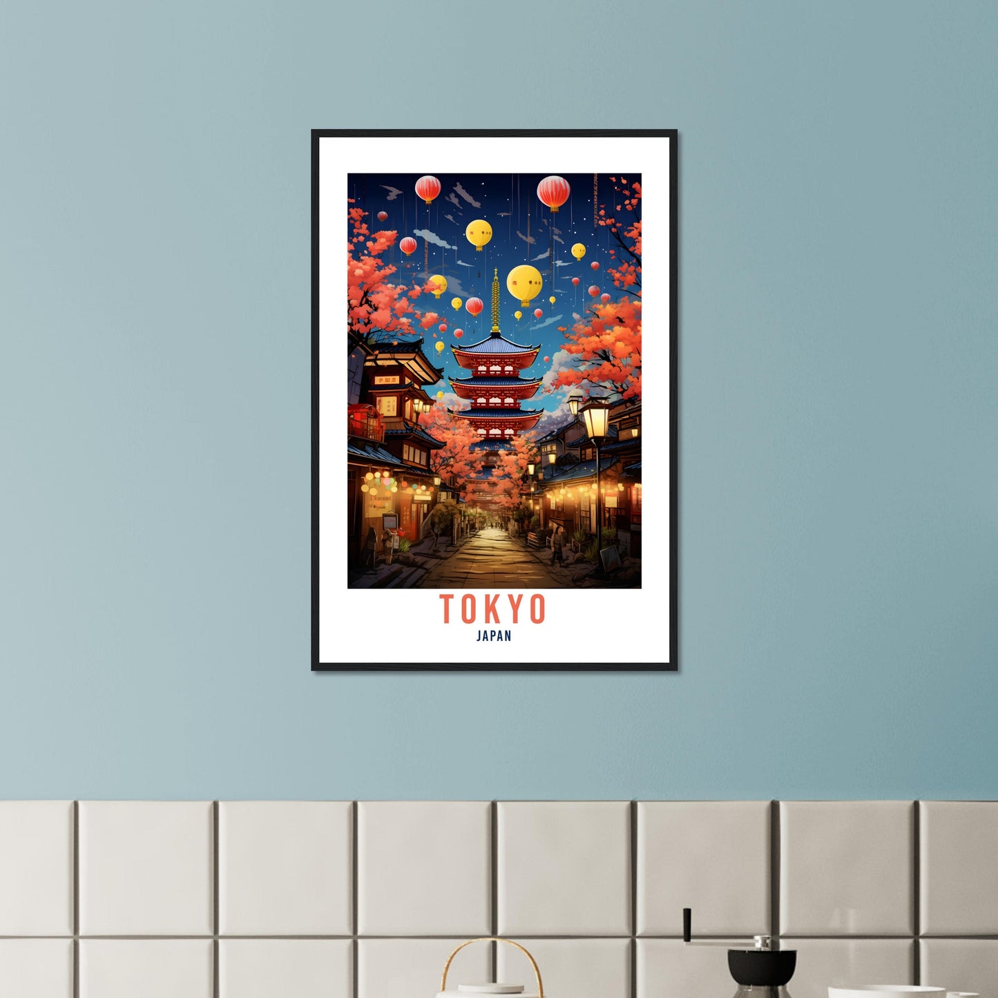 Tokyo Travel Poster Tokyo At Night Wall Hanging Japan Artwork Travel Print Wall Art Tokyo Japan Asia Home Decor Gift Travel Art Japan Temple