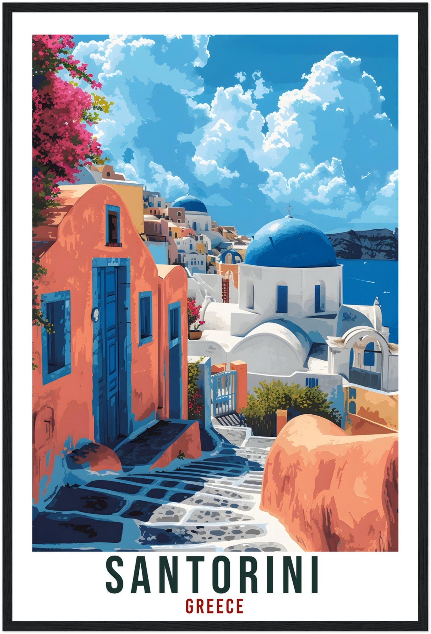 Santorini Travel Print Greece Home Decor Santorini Greek Island Wall Art Gift Wall Hanging Art Lover Greece Artwork Santorini Travel Poster