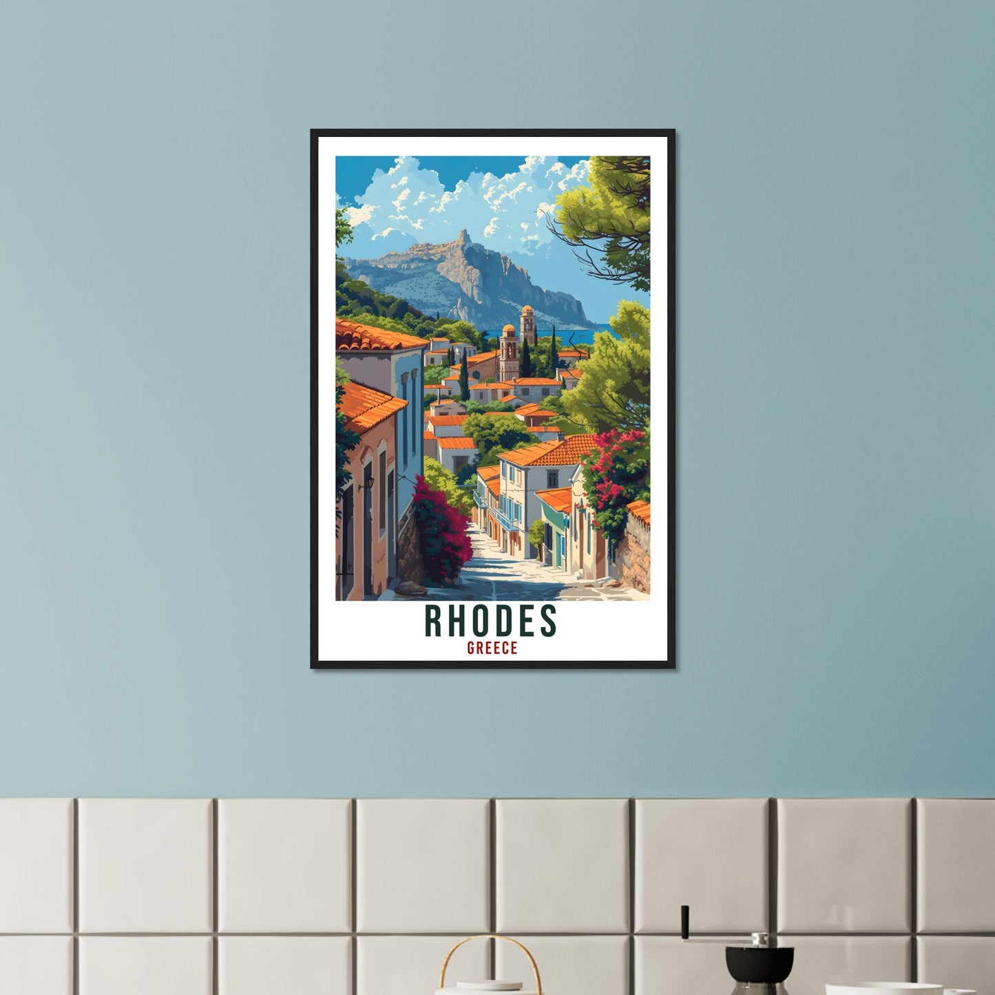 Rhodes Travel Print Greece Home Decoration Rhodes Greek Island Wall Art Gift Wall Hanging Art Lover Greece Artwork Rhodes Travel Poster