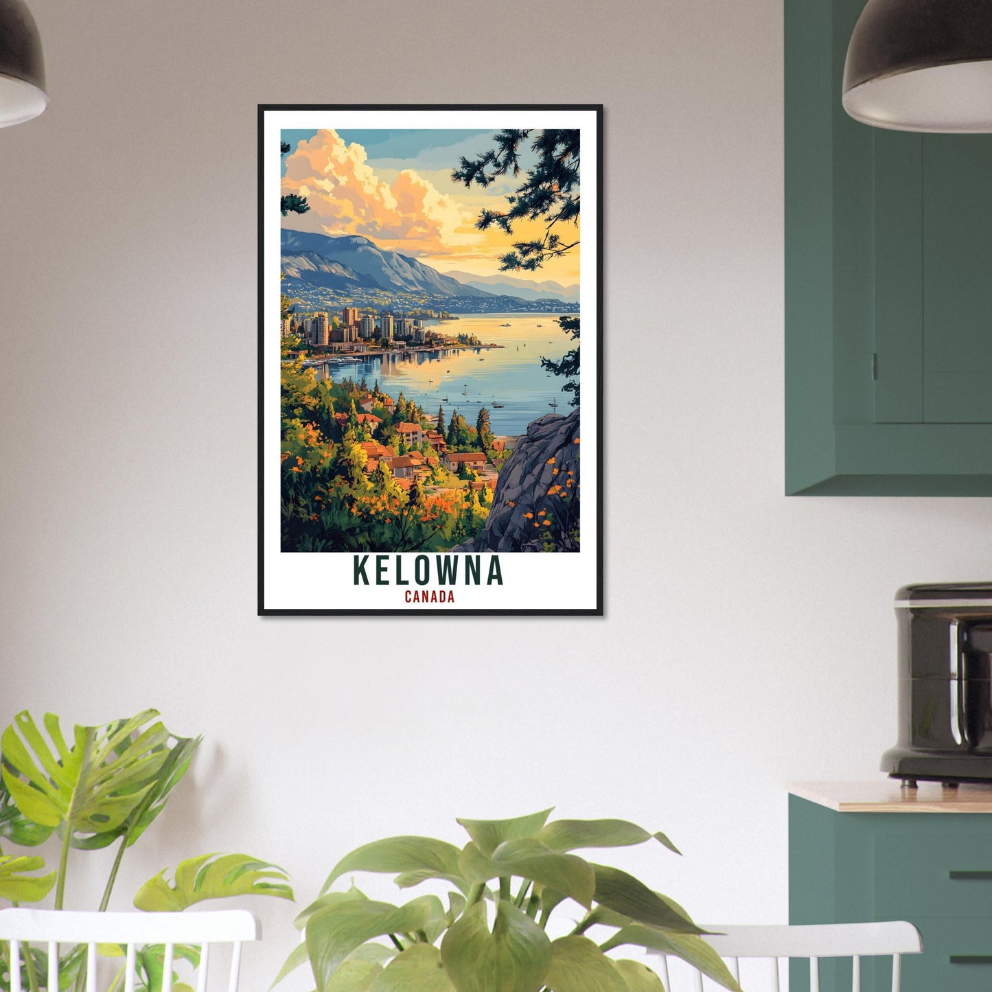 Kelowna Travel Print Canada Home Decor Kelowna Wall Art Gift Wall Hanging Art Lover Kelowna Canadian Artwork Travel Poster British Columbia