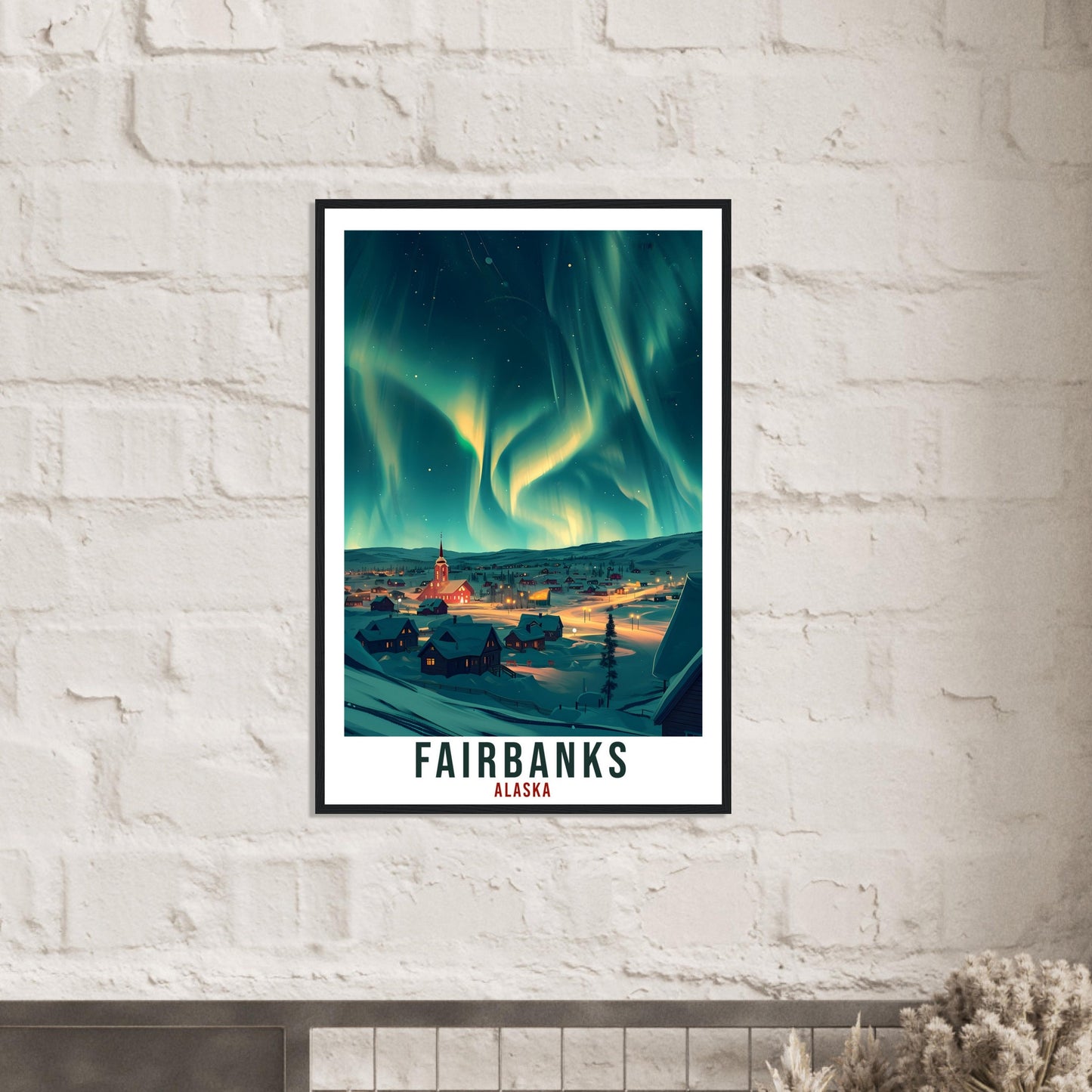 Fairbanks Travel Print Alaska Northern Lights Wall Art Wall Hanging Travel Gift Fairbanks Travel Poster Alaska Landscape Artwork Art Lover