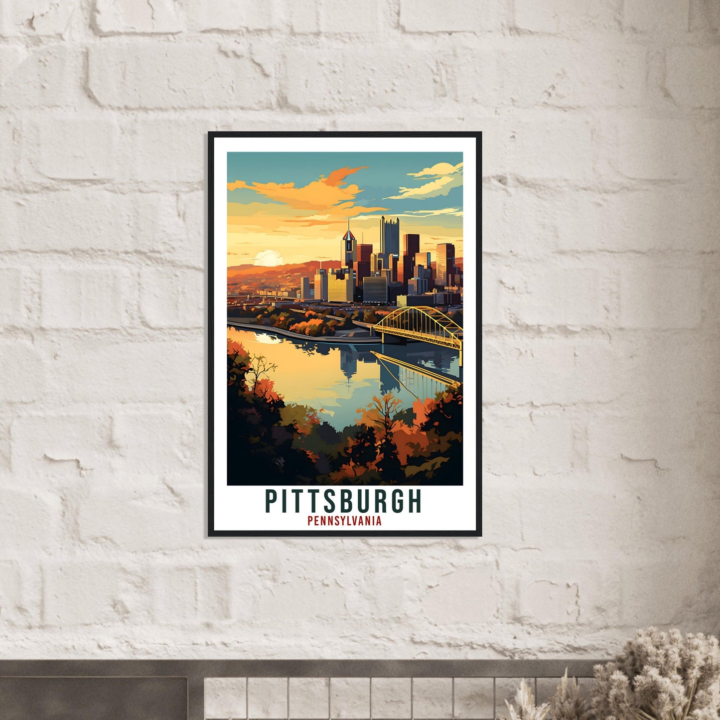 Pittsburgh Travel Poster Pennsylvania Home Decoration USA Wall Art Gift Wall Hanging Art Lover Pennsylvania Artwork Pittsburgh Travel Print