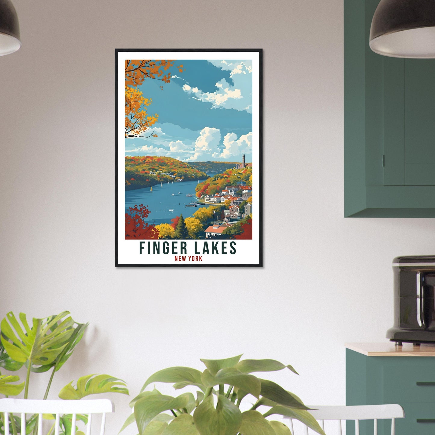 Finger Lakes Travel Poster New York Home Decoration USA Wall Art Gift Wall Hanging Art Lover New York Artwork The Finger Lakes Travel Print