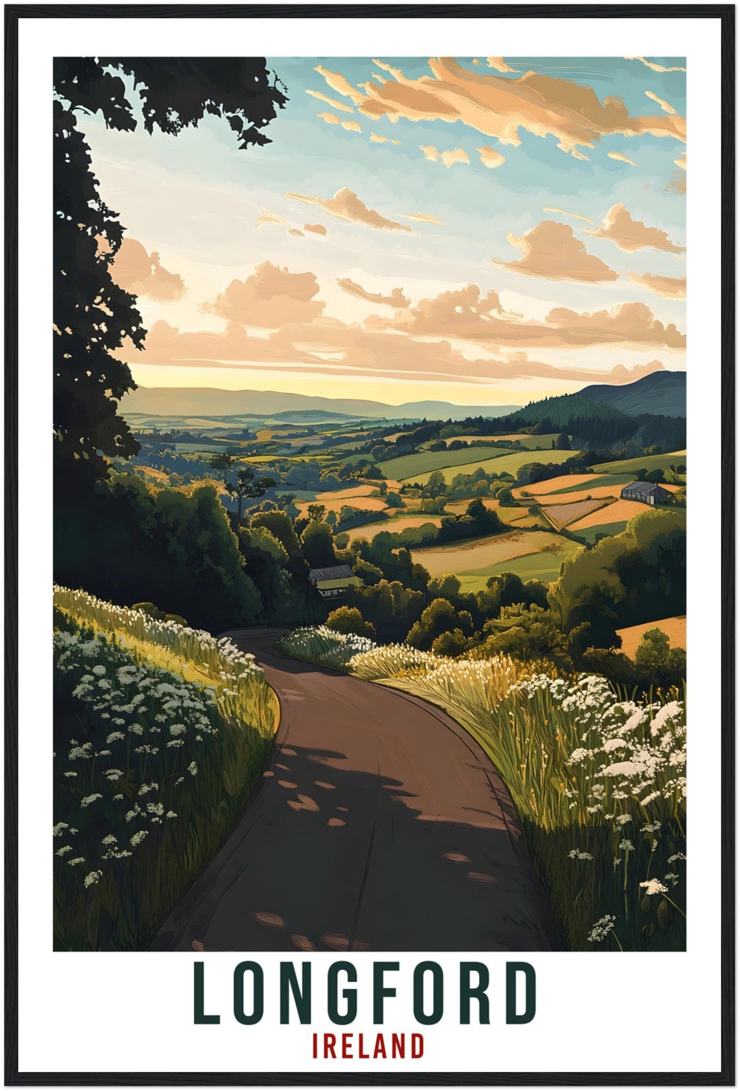 Longford Travel Print Ireland Home Decor Longford Wall Art Gift Wall Hanging Art Lover Longford Irish Artwork Travel Poster Ireland Travel