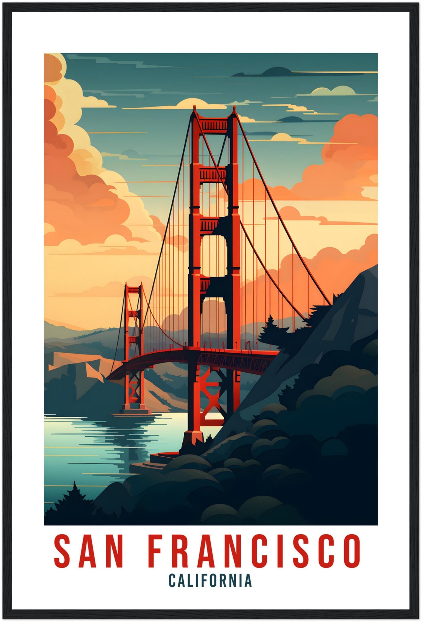 San Francisco Golden Gate Travel Print Wall Art San Francisco Sunset Wall Hanging Travel Poster San Fran USA Home Decor United States Travel
