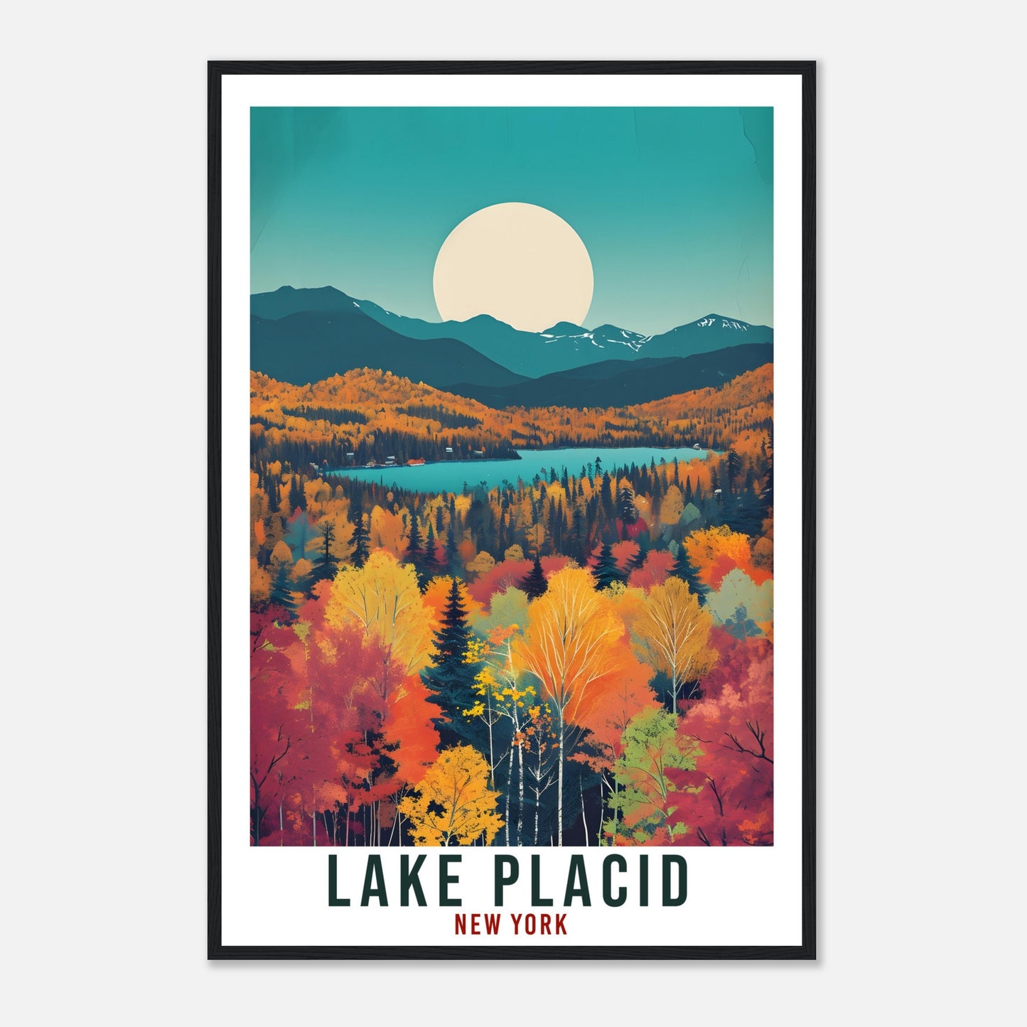 Lake Placid Travel Print New York Home Decoration USA City Wall Art Gift Wall Hanging Art Lover New York Artwork Lake Placid Travel Poster