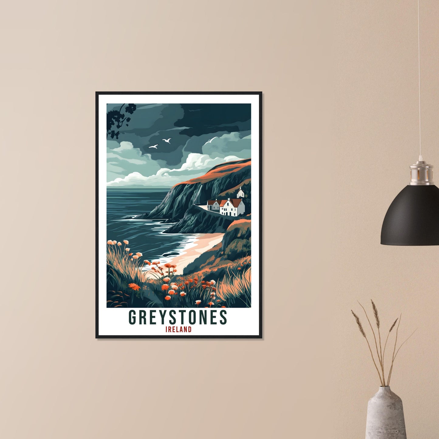 Greystones Travel Print Ireland Home Decor Greystones Wall Art Wall Hanging Art Lover Irish Artwork Travel Poster Greystones Ireland Travel
