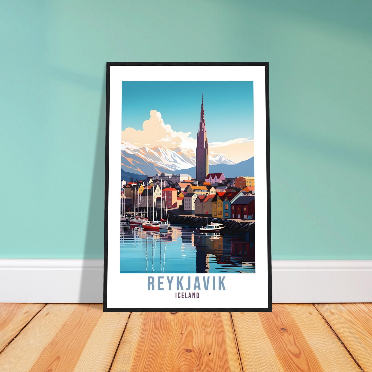 Reykjavik Travel Print Gift Iceland Reykjavik Travel Poster Reykjavik Wall Art Cityscape Reykjavik Illustration Home Decor Wall Hanging
