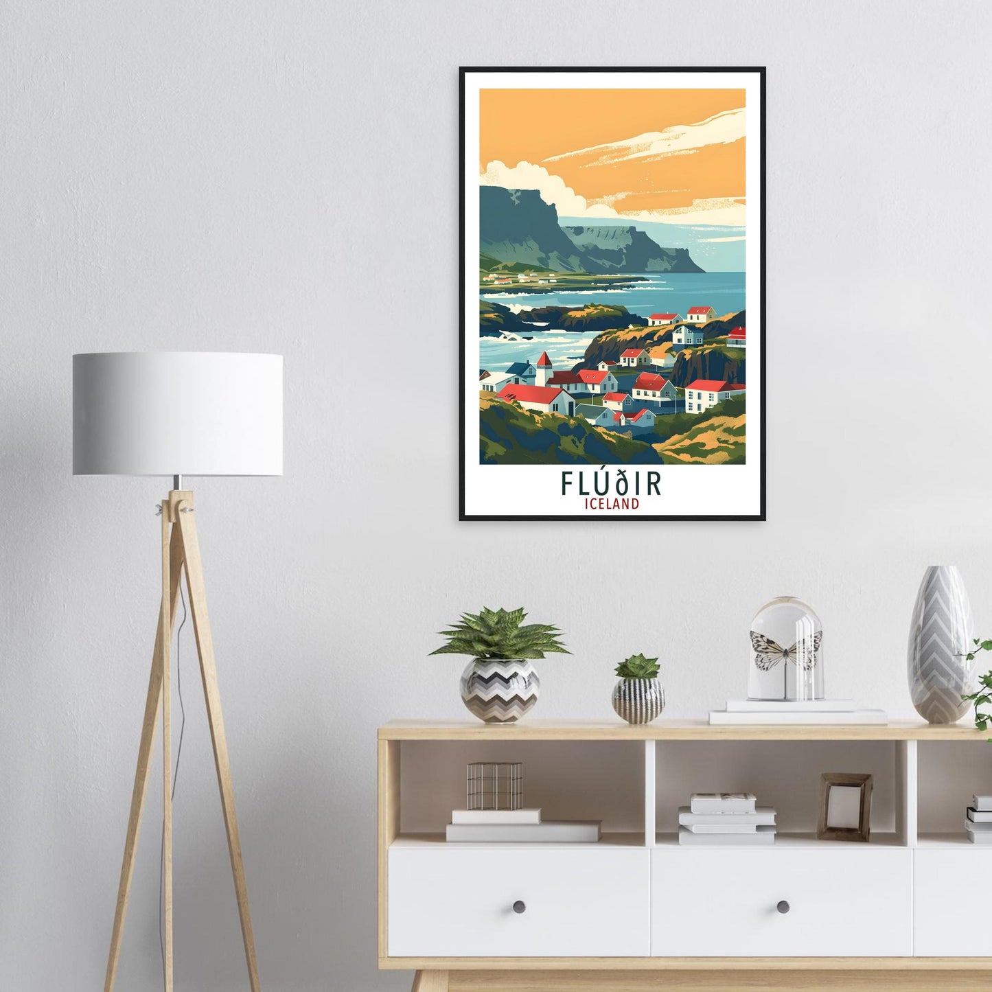 Fludir Iceland Travel Print Wall Art Wall Hanging Home Décor Fludir Gift Travel Art Iceland Fludir Artwork City Landscape Travel Poster