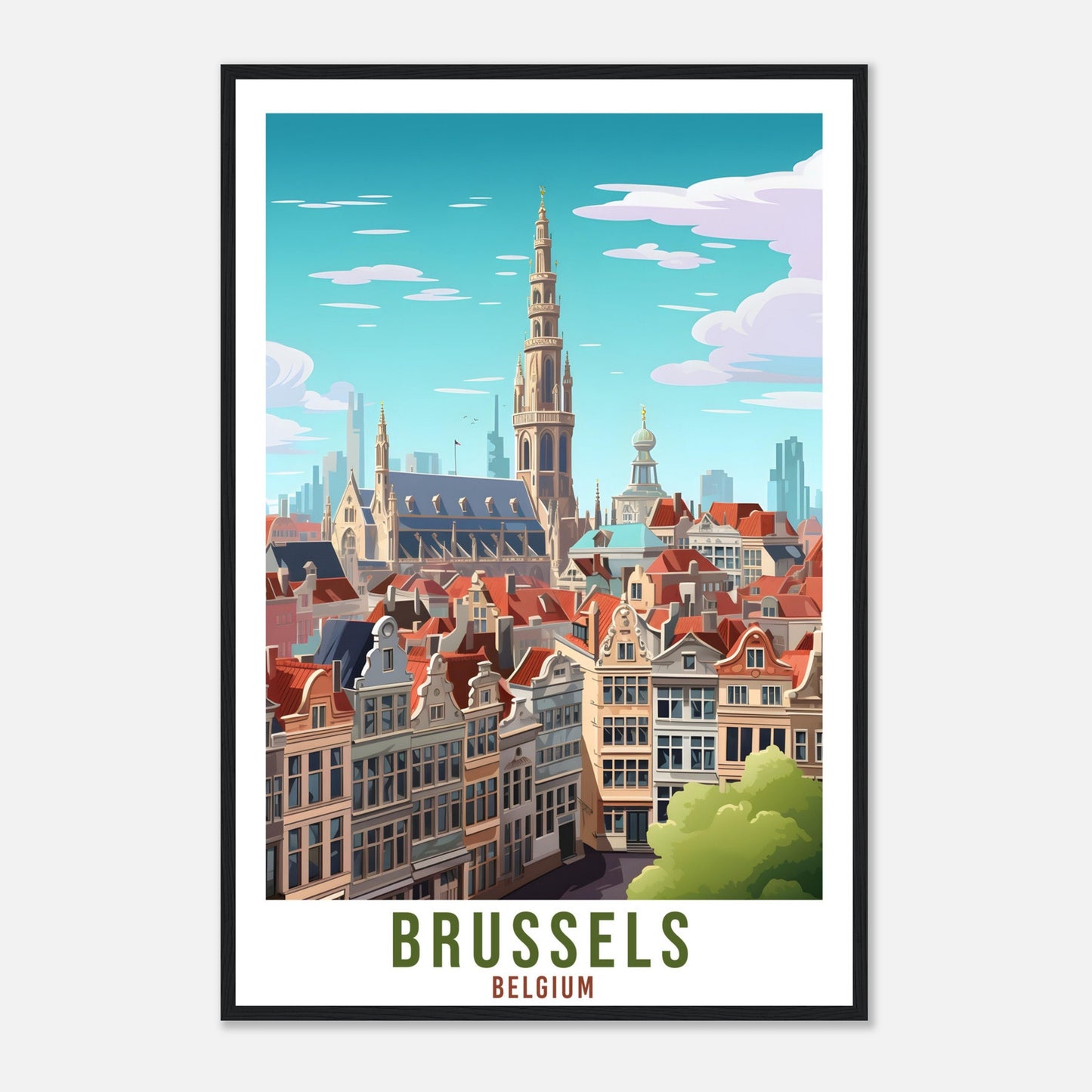 Brussels Travel Poster Wall Art Brussels Belgium Home Décor Artwork Wall Hanging Brussels Art Gifts Brussels Travel Print Belgian Art Lovers