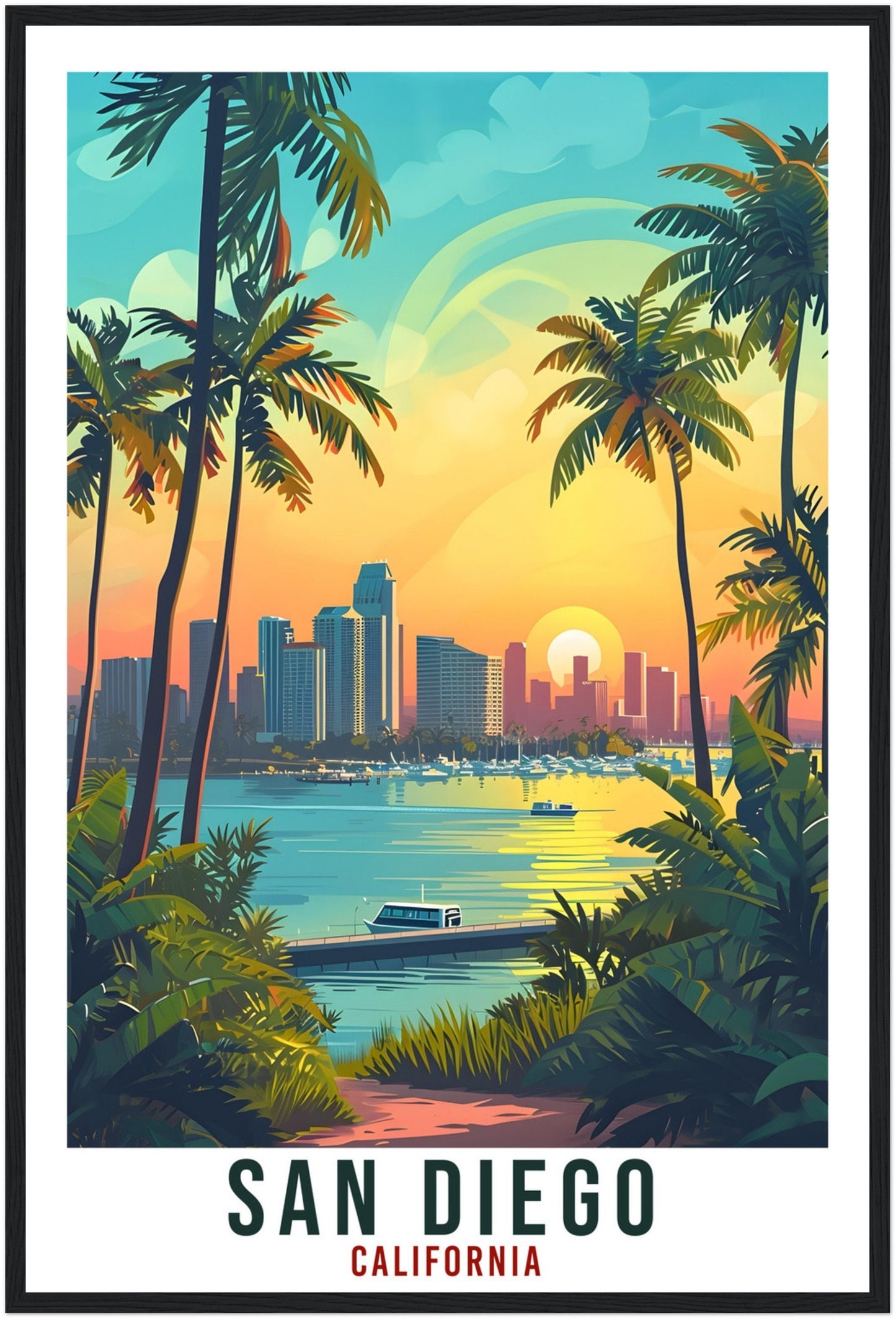 San Diego Travel Print California Home Decoration USA City Wall Art Gift Wall Hanging Art Lover California Artwork San Diego Travel Poster