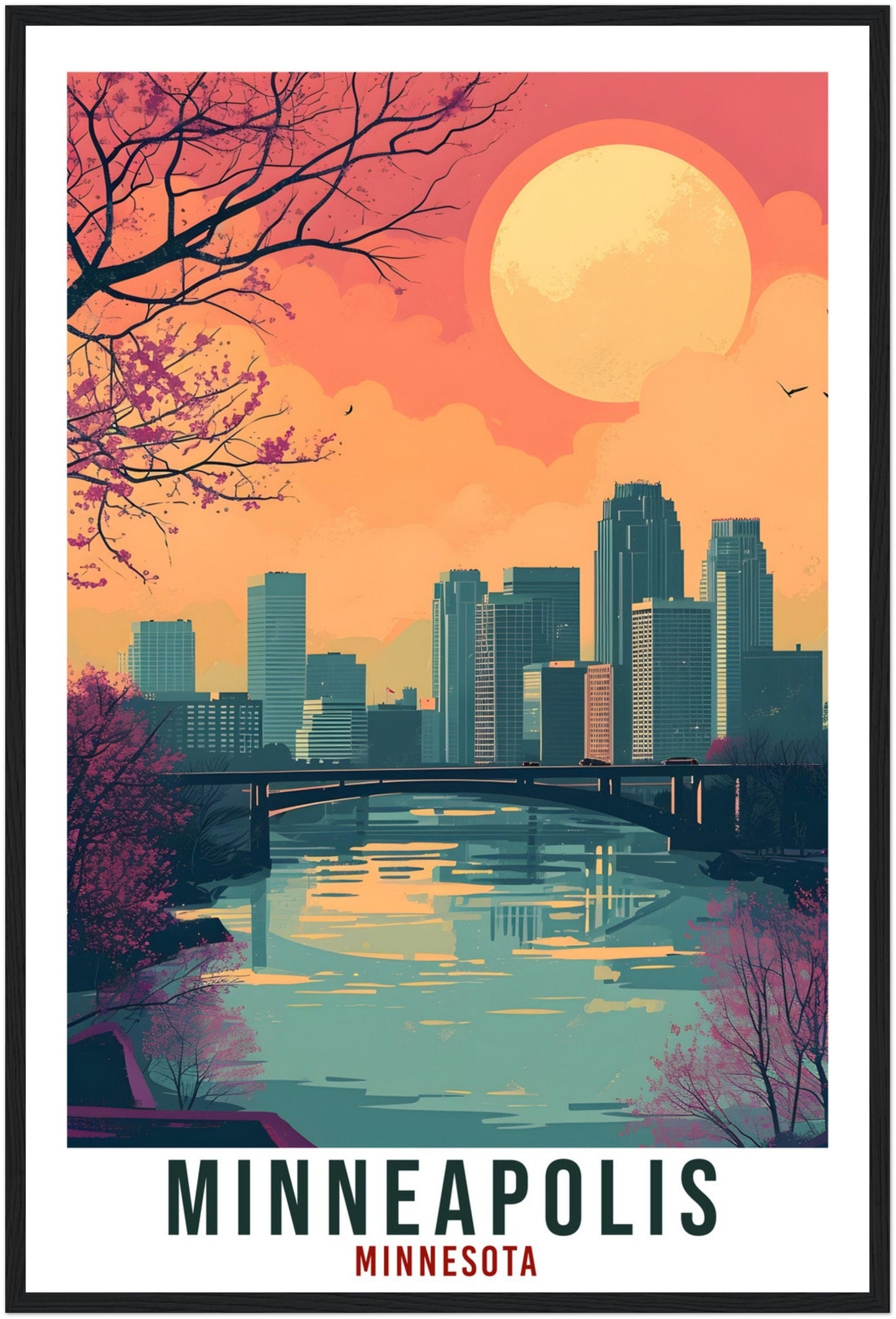 Minneapolis Travel Print Minnesota Home Decoration USA City Wall Art Gift Wall Hanging Art Lover Minnesota Artwork Minneapolis Travel Poster