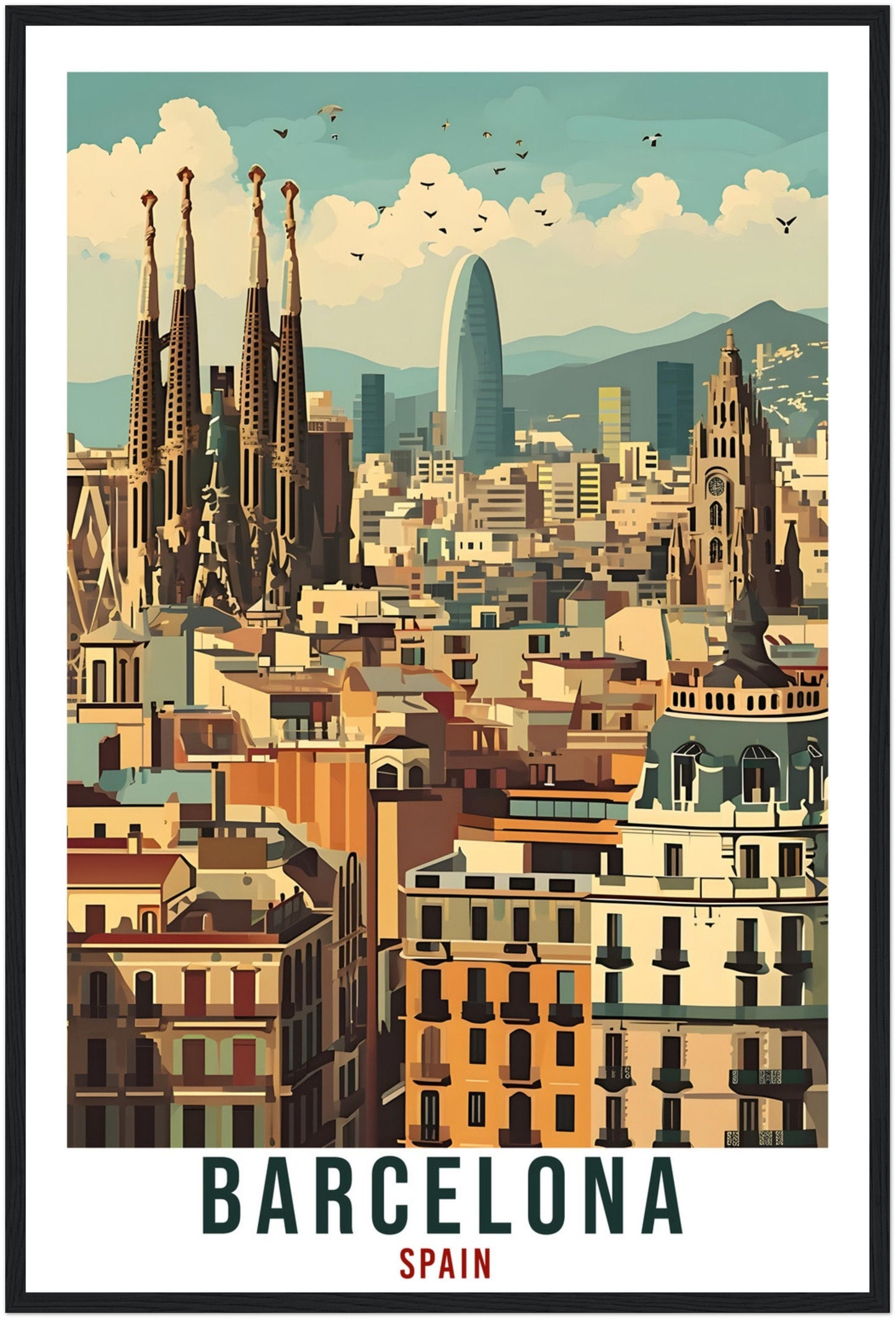 Barcelona Travel Print Wall Art Barcelona Spain Wall Hanging Artwork Barcelona Art Gifts Barcelona Travel Poster Spain Art Lovers Gift