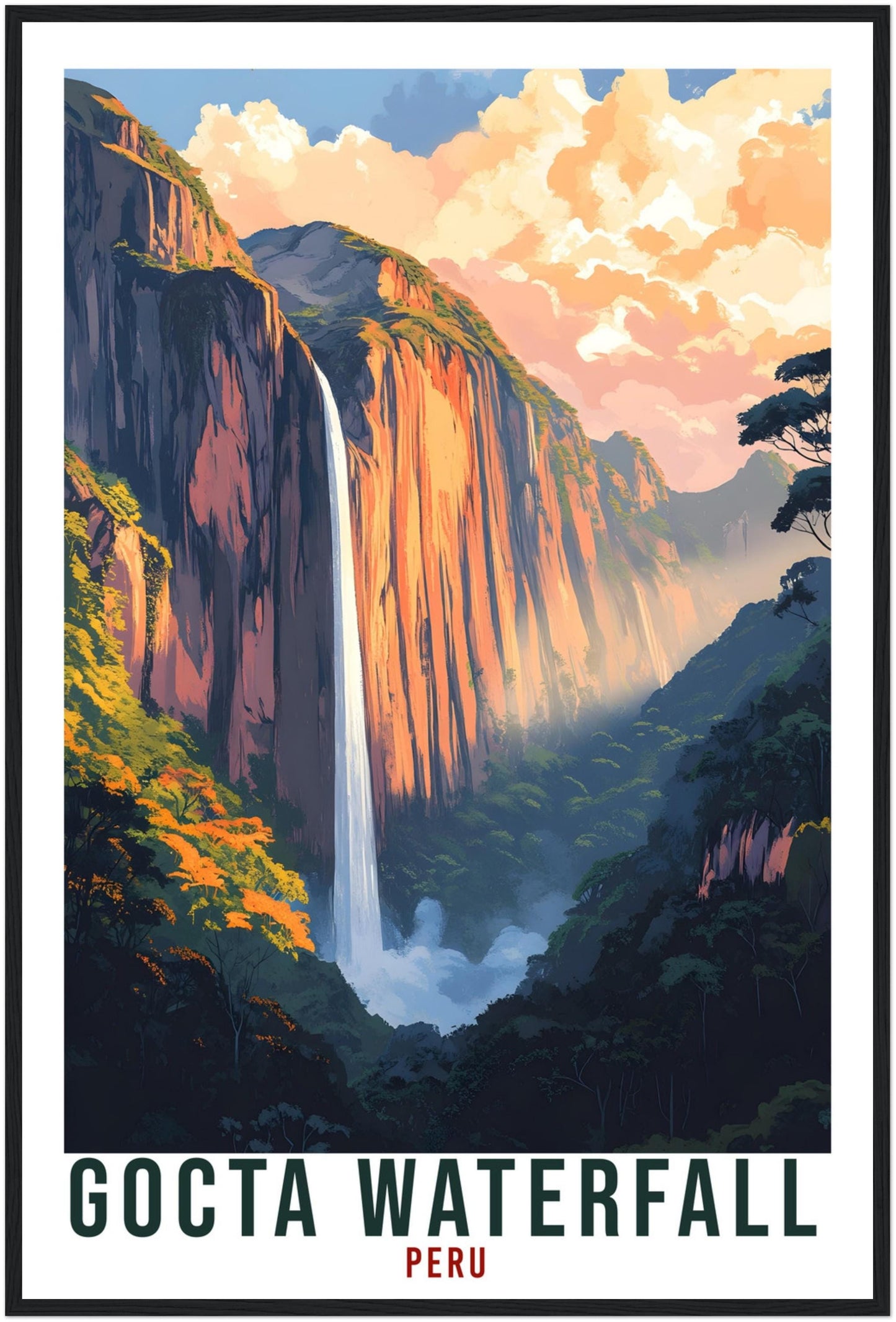 Gocta Waterfall Travel Print Peru Home Decor Wall Art Gift Wall Hanging Art Lover Gocta Waterfall Peruvian Artwork Travel Poster Travel Art
