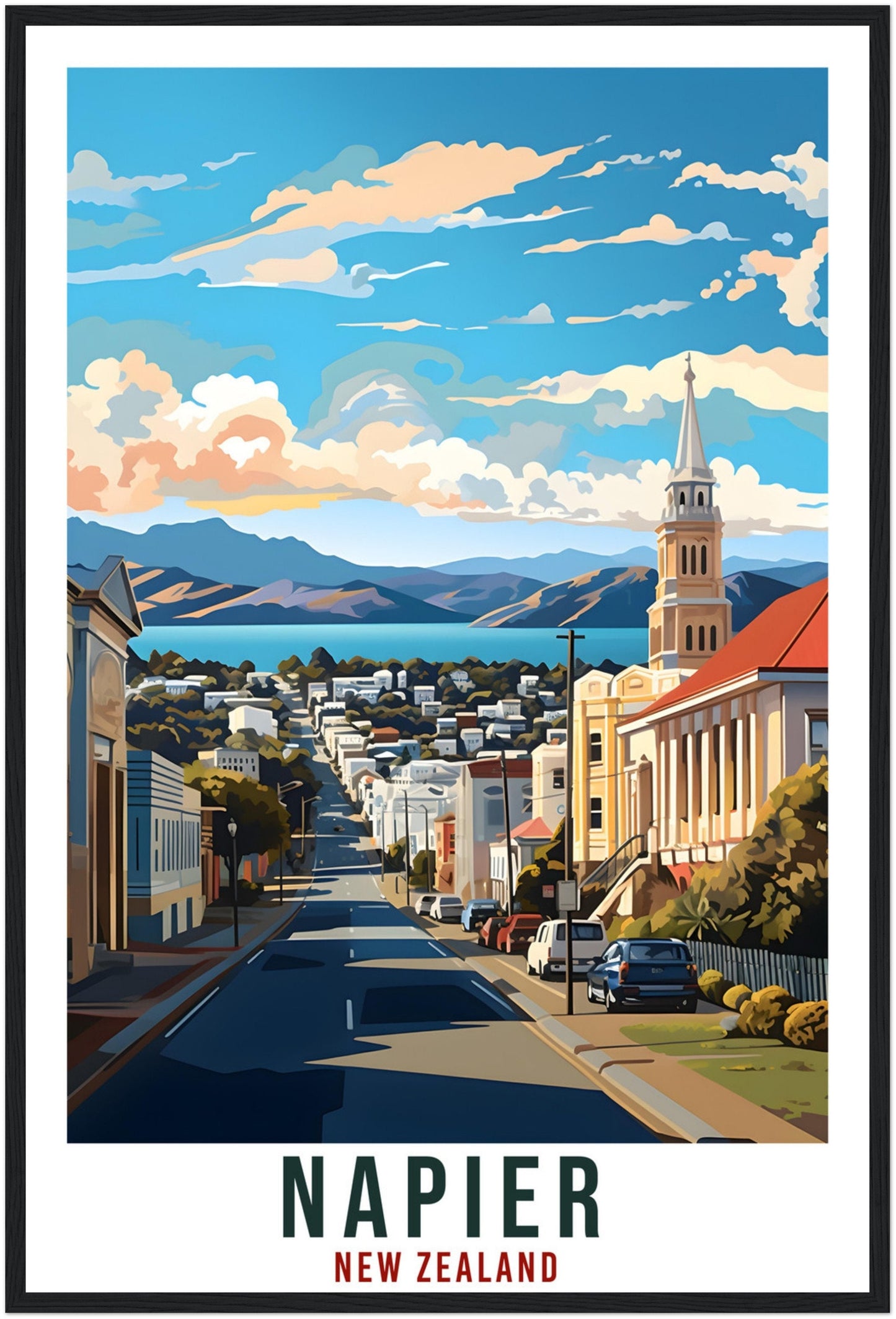 Napier Travel Print Wall Art Napier New Zealand Home Decor Artwork Napier Art Gifts Napier Travel Poster New Zealand Art Lovers Gift