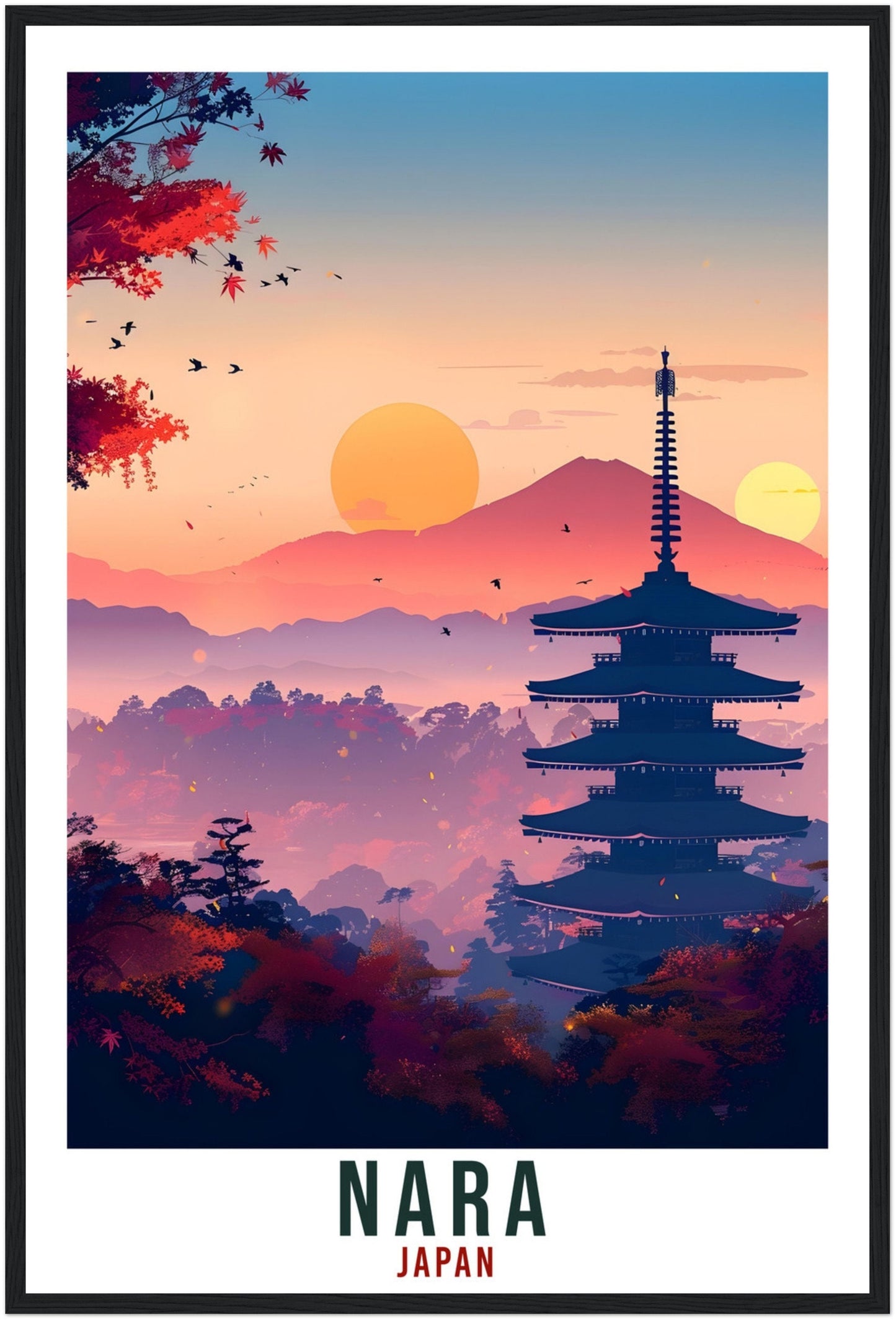 Nara Travel Print Japan Nara Home Decoration Wall Art Gift Wall Hanging Art Lover Japanese Artwork Japan Nara Travel Poster Cityscape Print