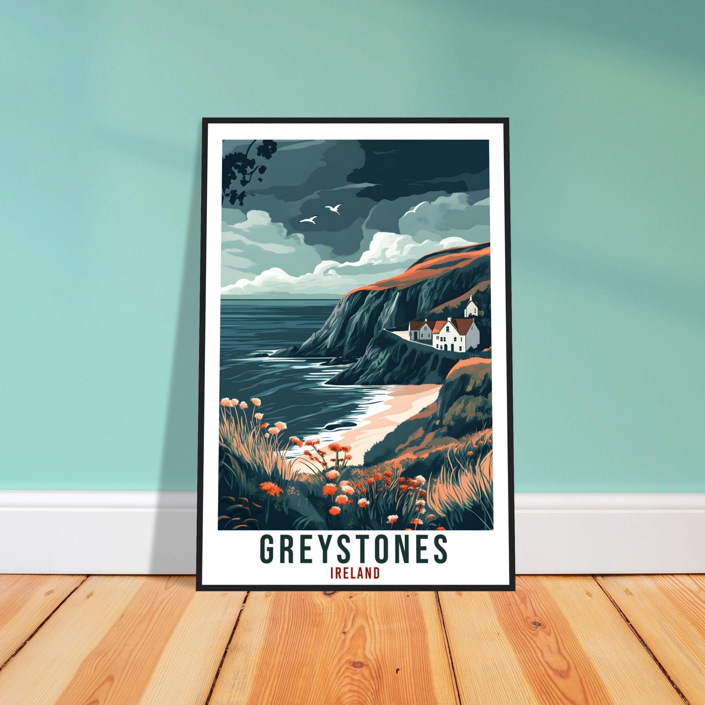Greystones Travel Print Ireland Home Decor Greystones Wall Art Wall Hanging Art Lover Irish Artwork Travel Poster Greystones Ireland Travel