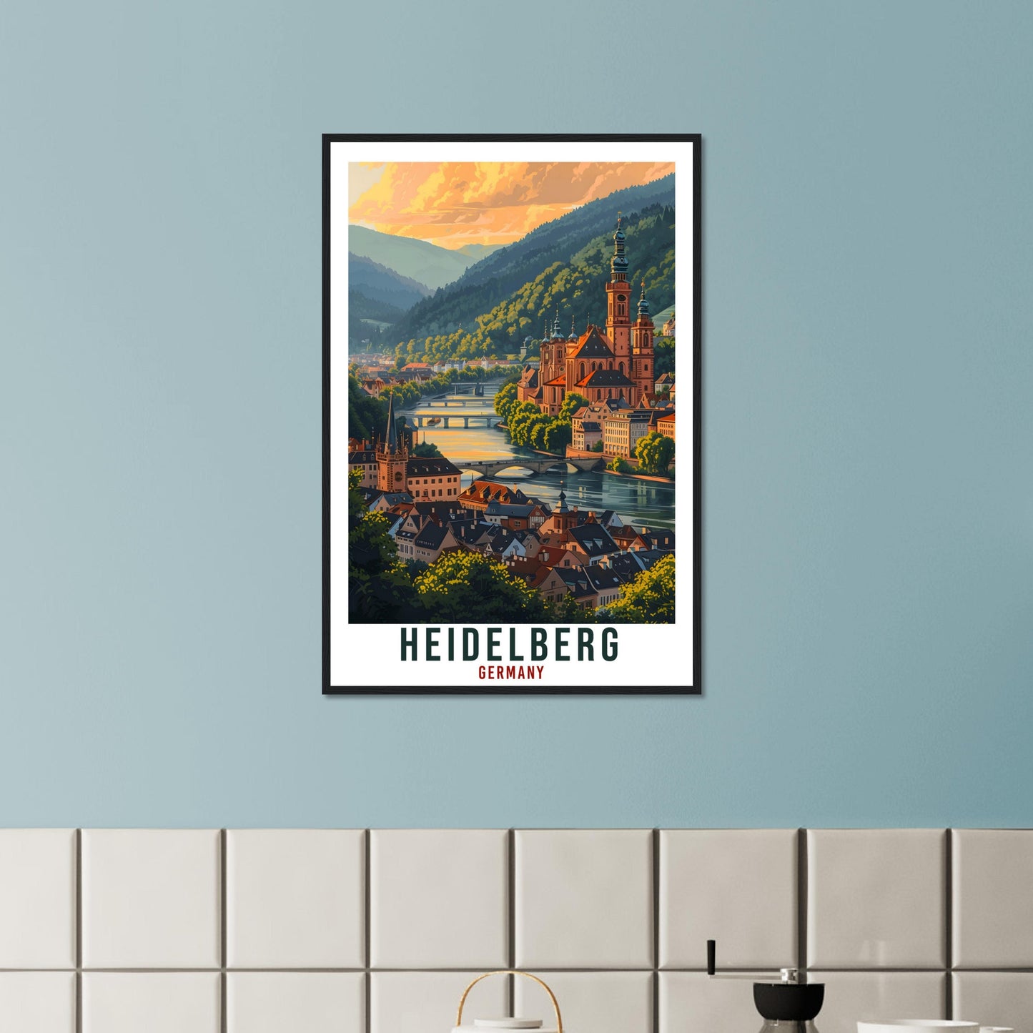 Heidelberg Travel Print Germany Home Decoration German City Wall Art Gift Wall Hanging Art Lover Germany Artwork Heidelberg Travel Poster