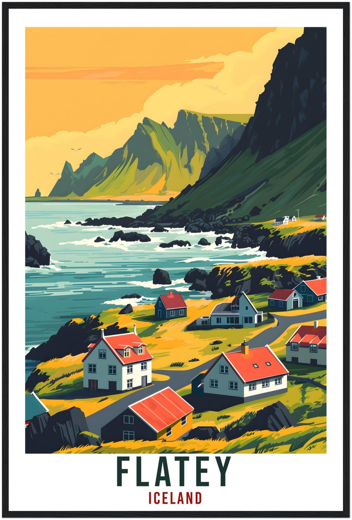 Flatey Iceland Travel Print Wall Art Wall Hanging Home Décor Iceland Flatey Gift Travel Art Iceland Artwork City Landscape Travel Poster