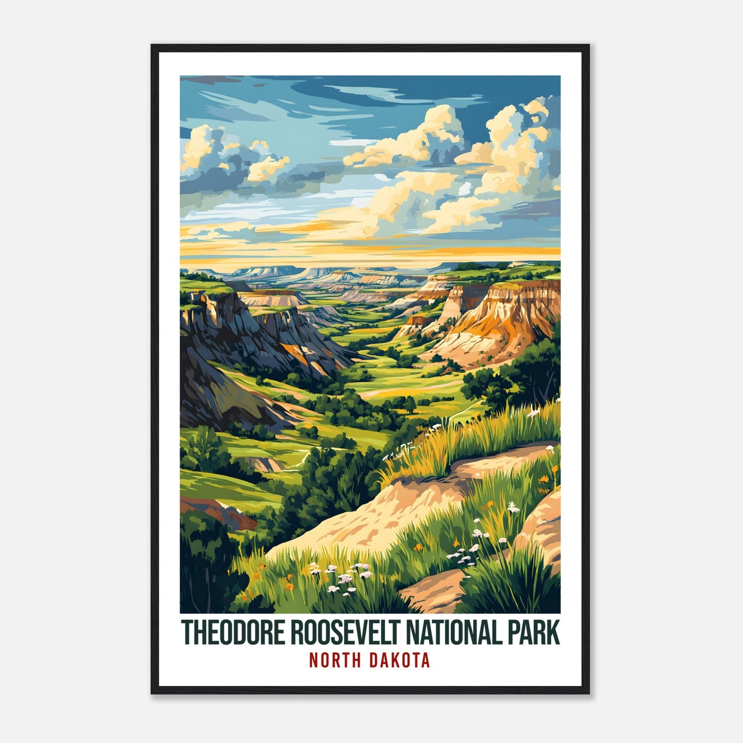 Theodore Roosevelt National Park North Dakota USA Travel Print Wall Art Wall Hanging Home Décor Gift Travel Art USA Artwork Travel Poster