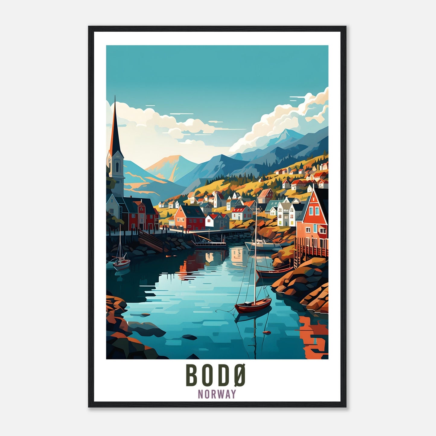 Bodø Norway Travel Print Bodø Wall Hanging Norway Arctic Bodø Travel Poster Northern Norway Wall Art Bodø Travel Poster Wall Hanging Artwork