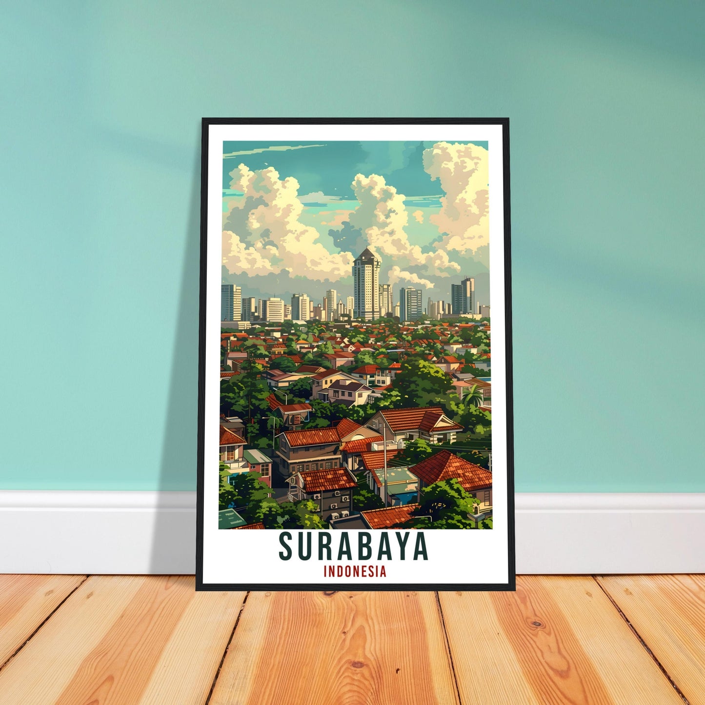 Surabaya Travel Print Wall Art Wall Hanging Home Décor Surabaya Gift Landmark Artwork Travel Art Lovers Indonesia Surabaya Travel Poster