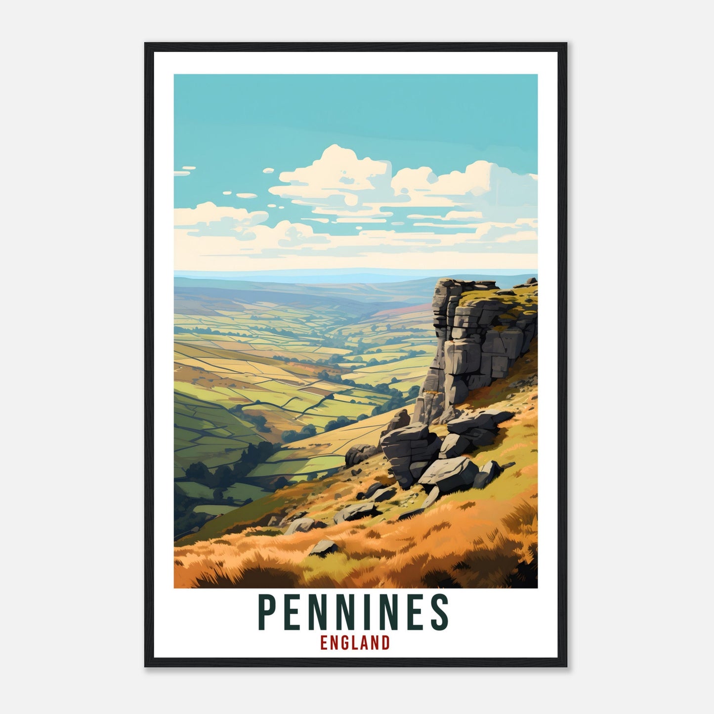 Pennines Travel Print English Wall Art Home Decor Wall Hanging Travel Art Gift Pennines Travel Poster England Landscape Artwork Art Lover