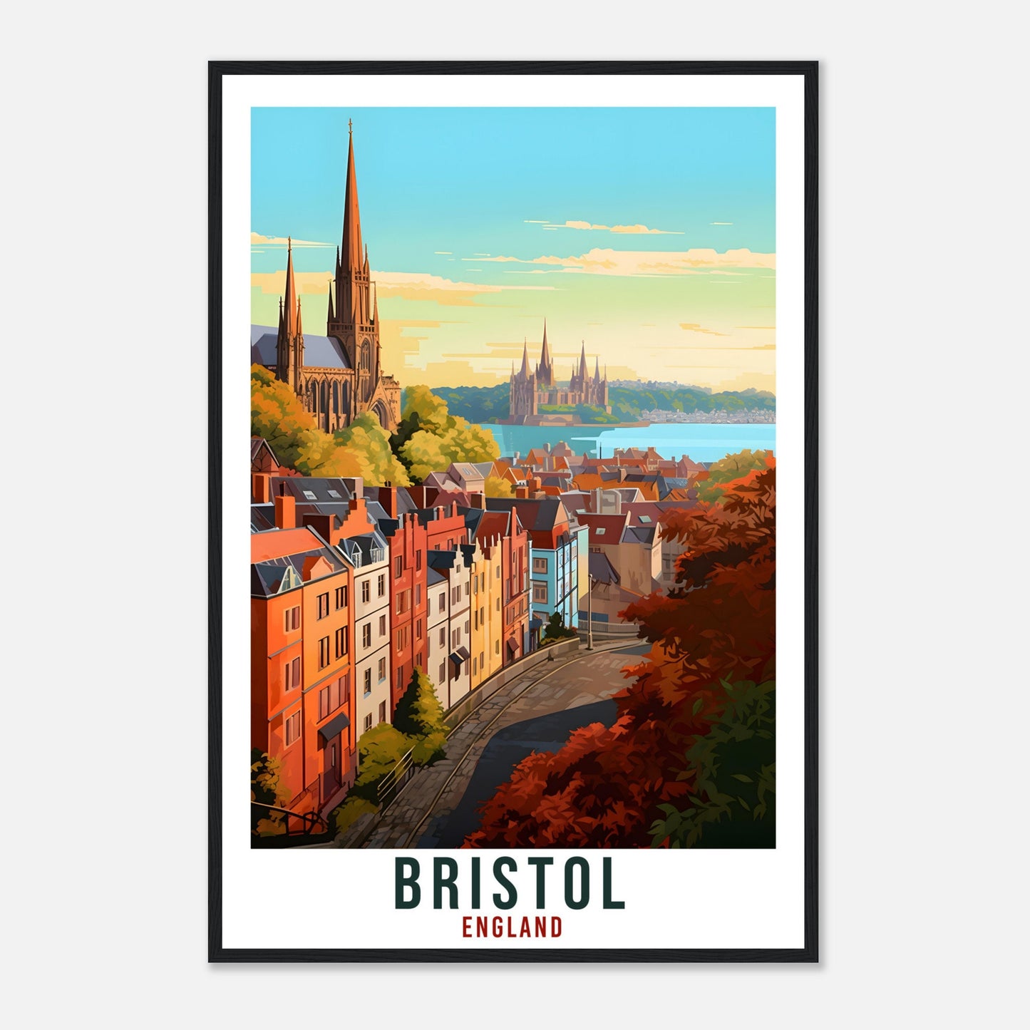 Bristol Travel Print English Wall Art Home Decor Wall Hanging Travel Art Gift Bristol Travel Poster England Landscape Artwork Art Lover Gift