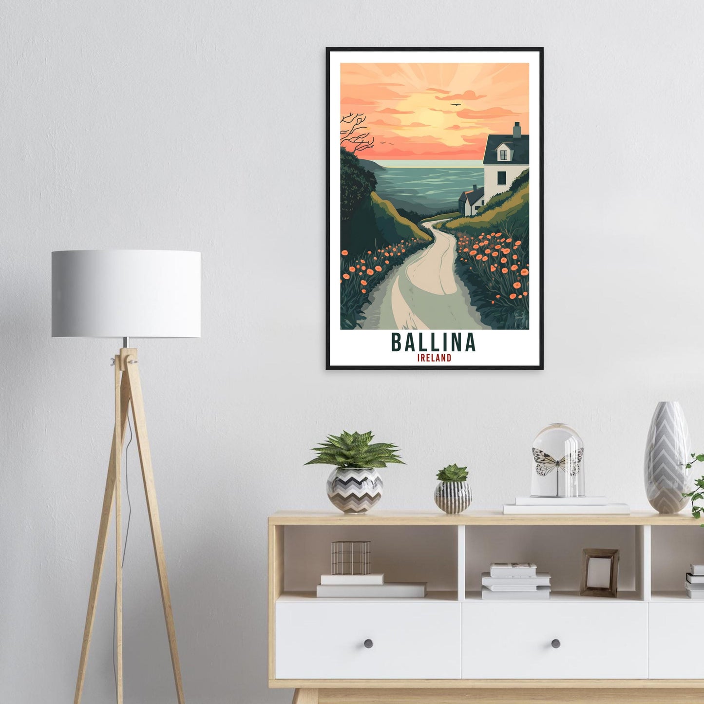 Ballina Travel Print Ireland Home Decor Ballina Wall Art Wall Hanging Art Lover Irish Artwork Travel Poster Ballina Mayo Ireland Travel Art