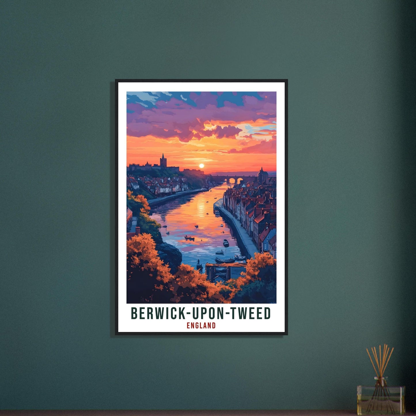 Berwick-Upon-Tweed Travel Print England Wall Art Gift Wall Hanging Art Lover Berwick-Upon-Tweed England Republic Artwork Travel Poster UK