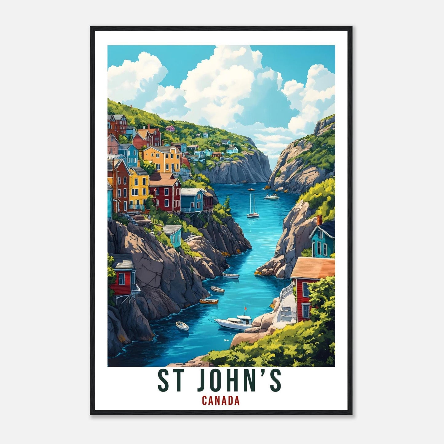 St Johns Travel Print Canada Home Decor St Johns Wall Art Gift Wall Hanging Art Lover St Johns Canadian Artwork Travel Poster Newfoundland