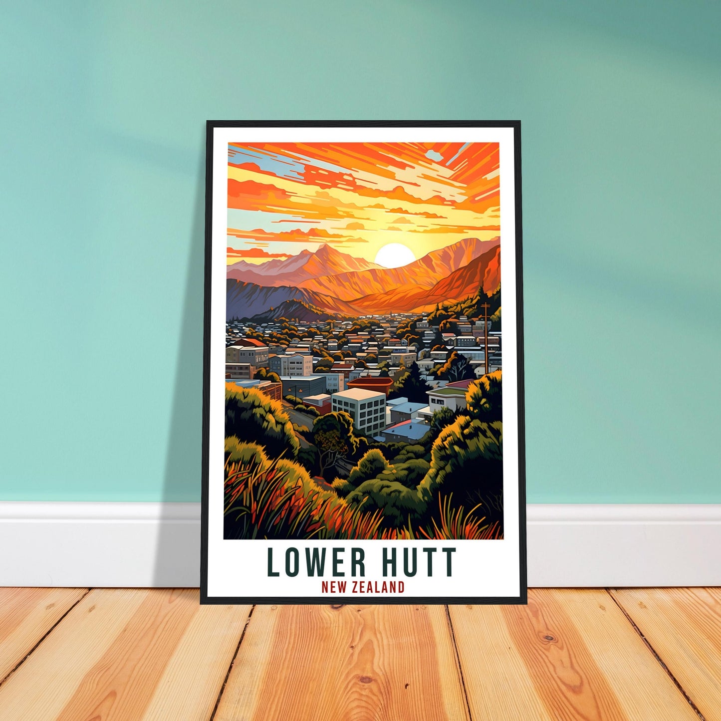 Lower Hutt Travel Print Wall Art Lower Hutt New Zealand Home Decor Artwork Art Gift Lower Hutt Travel Poster New Zealand Art Lovers Gift