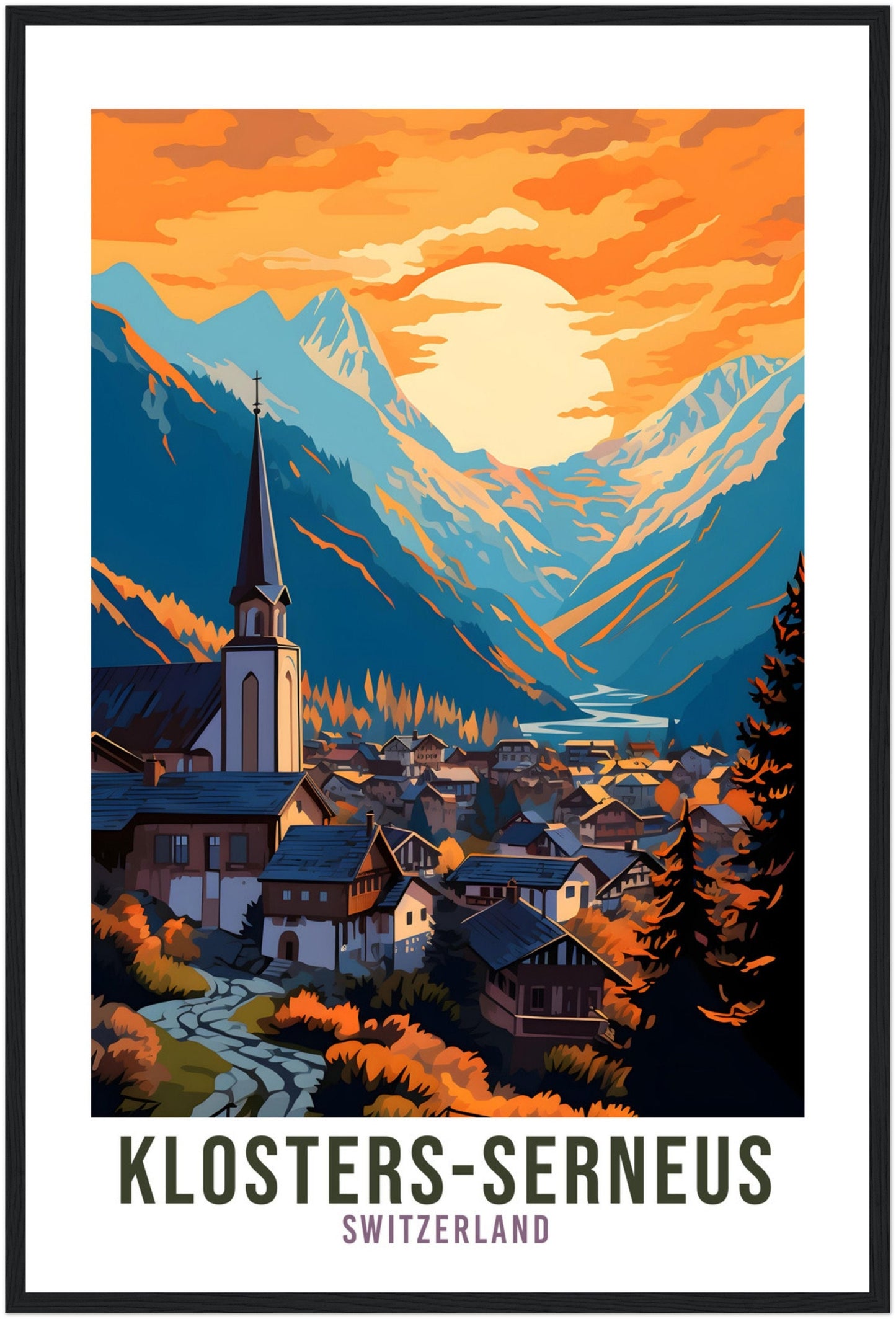 Klosters-Serneus Travel Print Wall Art Switzerland Wall Art Klosters-Serneus Art Print Travel Poster Swiss Landscape Switzerland Travel Art