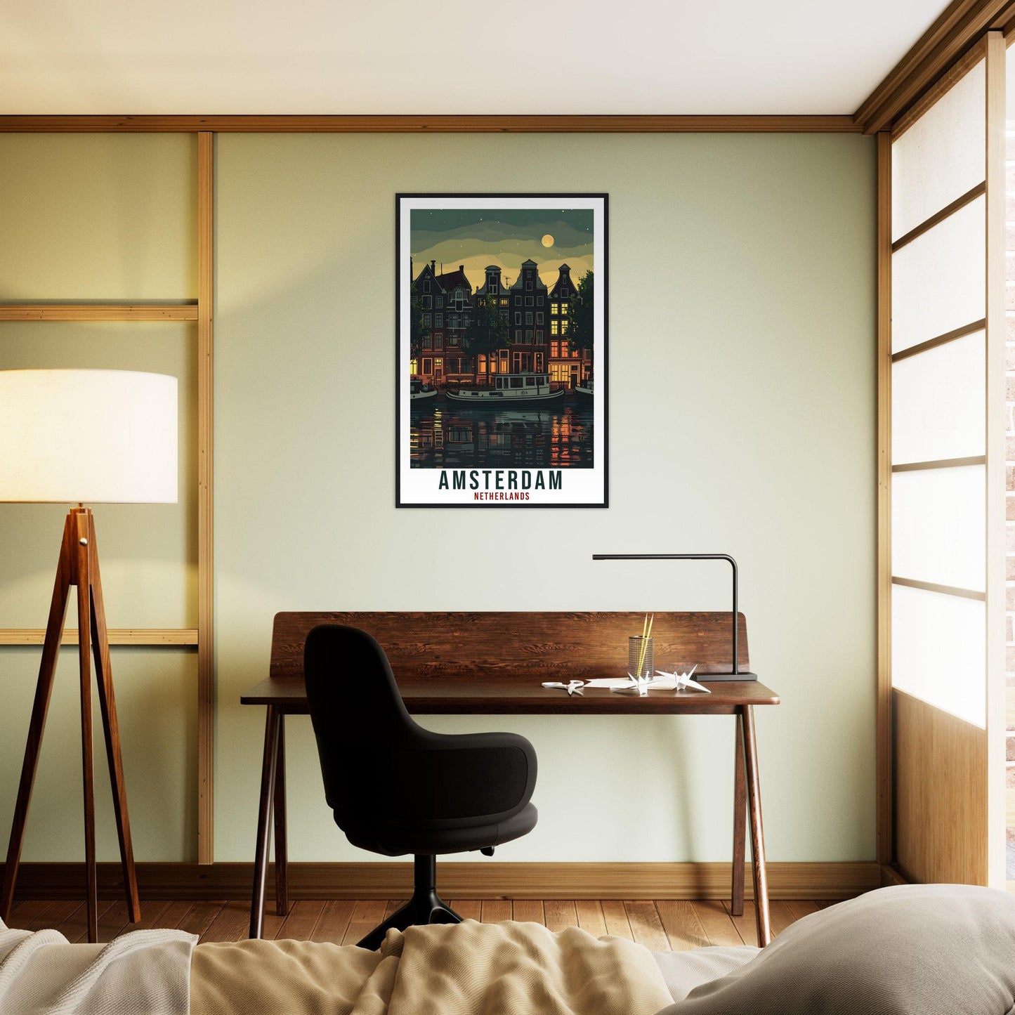 Amsterdam Travel Poster Wall Art Amsterdam Netherlands Wall Hanging Artwork Art Gifts Amsterdam Travel Print Netherlands Art Lovers Gift