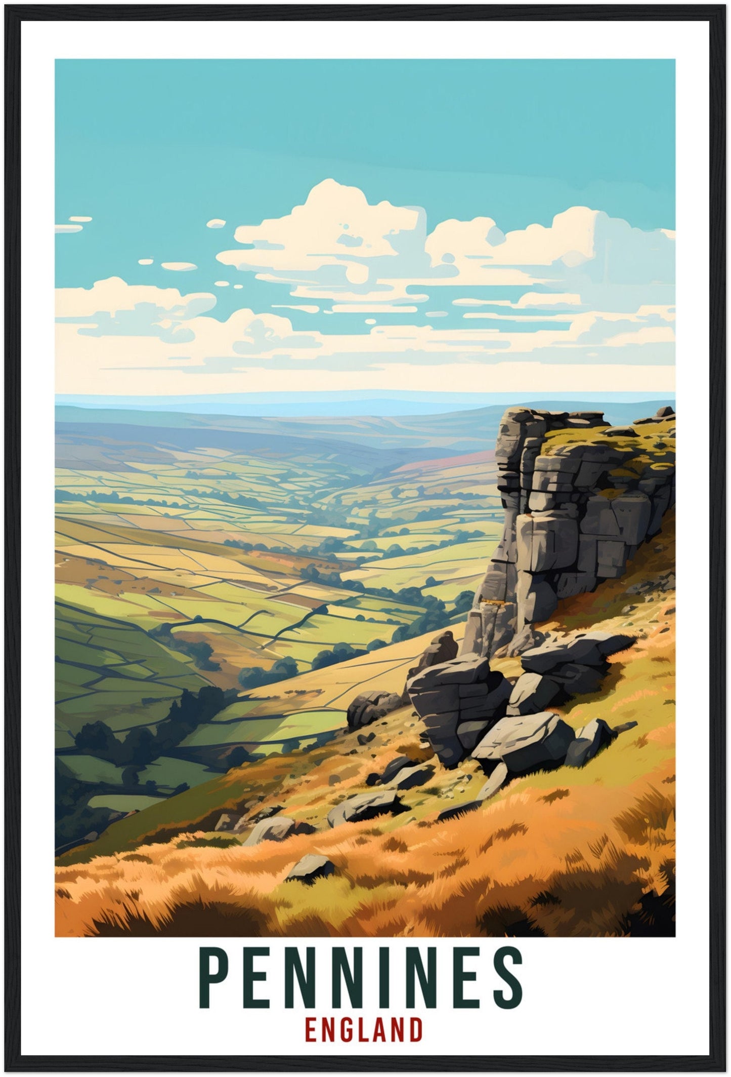 Pennines Travel Print English Wall Art Home Decor Wall Hanging Travel Art Gift Pennines Travel Poster England Landscape Artwork Art Lover