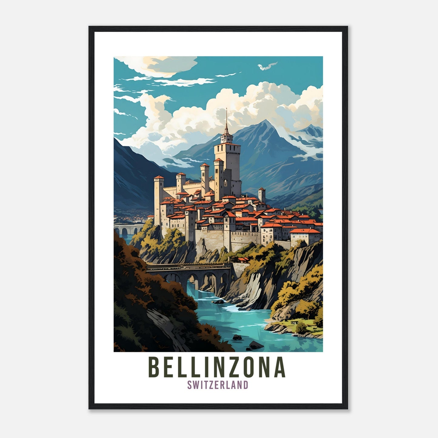 Bellinzona Travel Print Wall Art Switzerland Wall Art Bellinzona Art Print Travel Poster Swiss Landscape Bellinzona Switzerland Travel Art